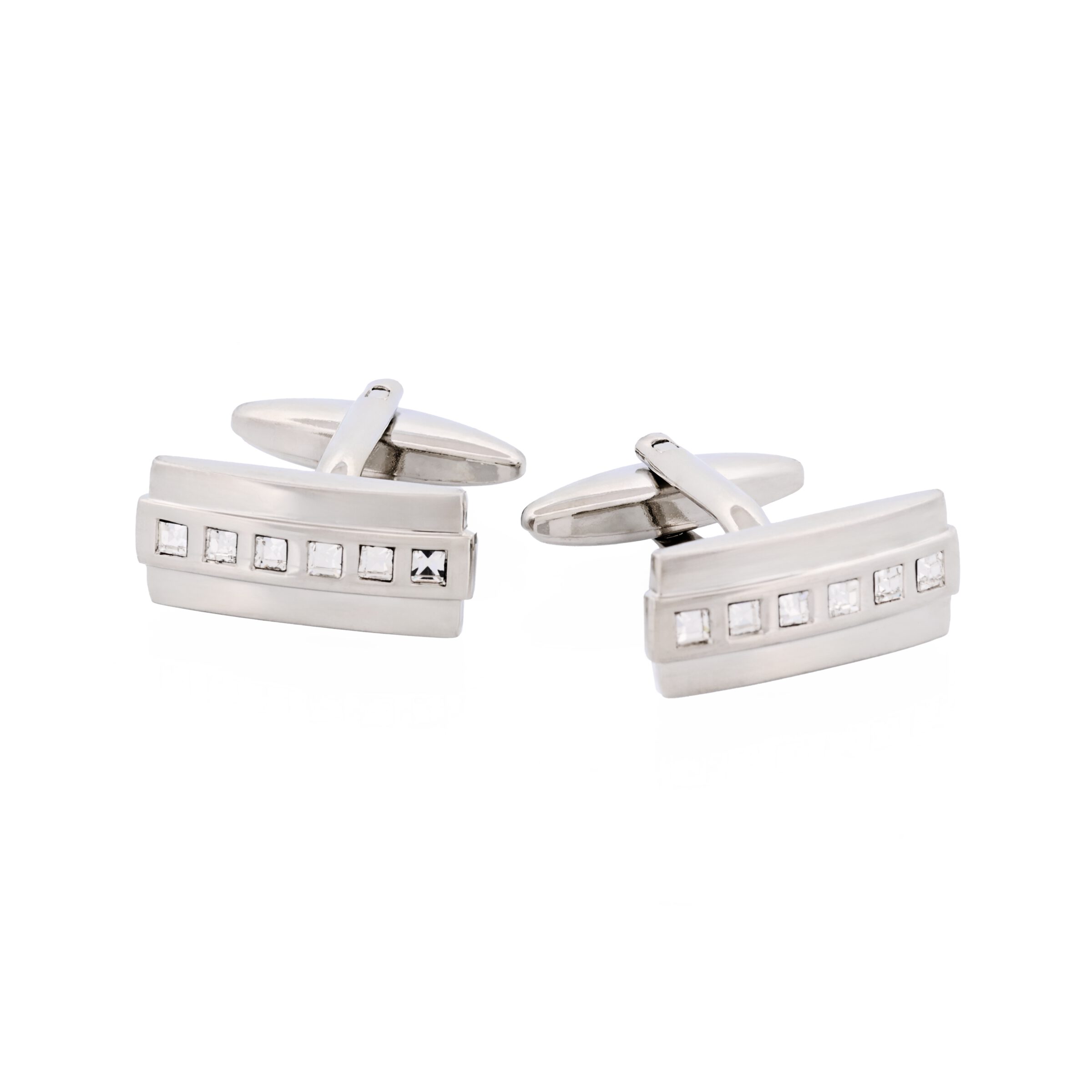 Rhodium Crystal Cufflinks