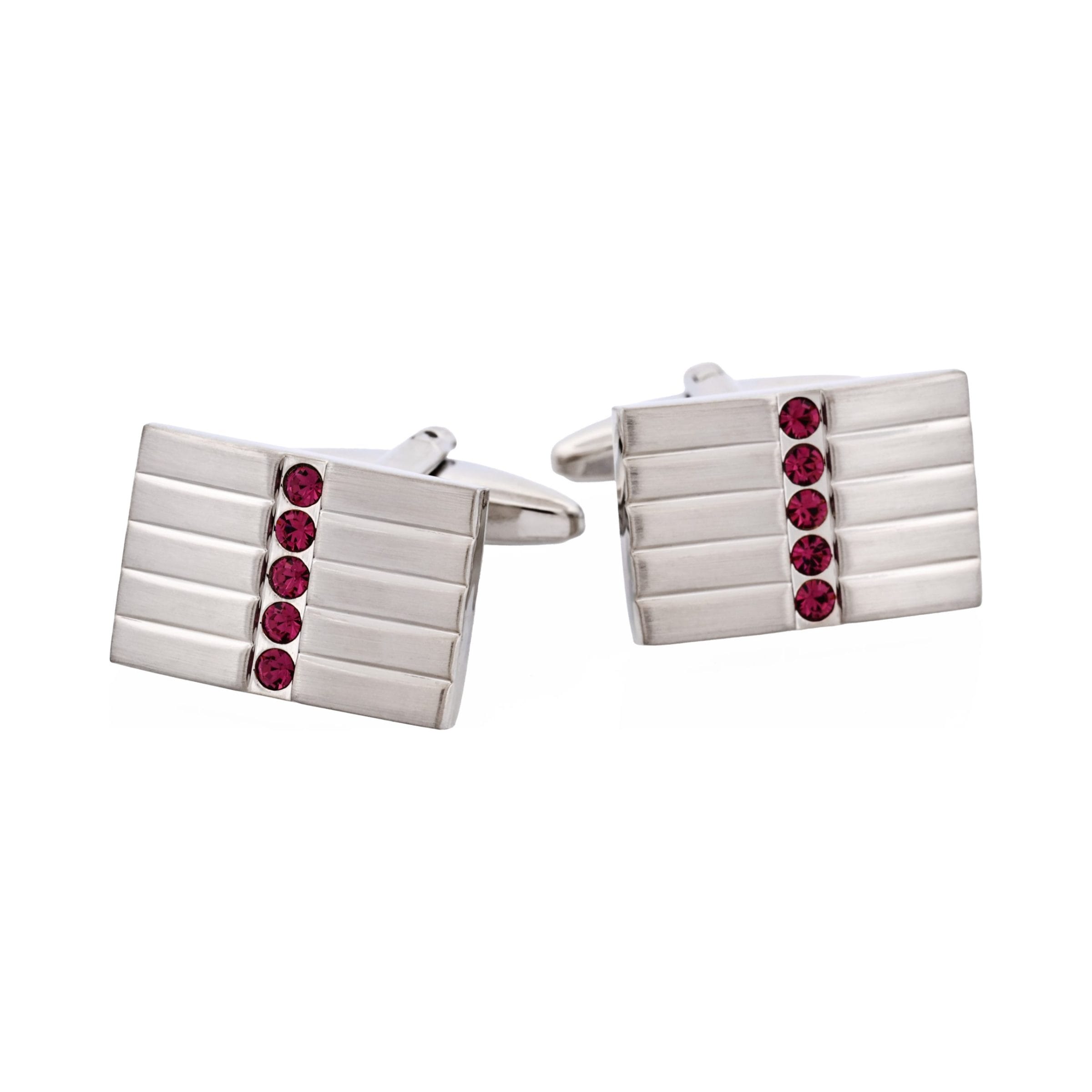 Brushed Rhodium Plated & Amethyst Crystal Cufflinks