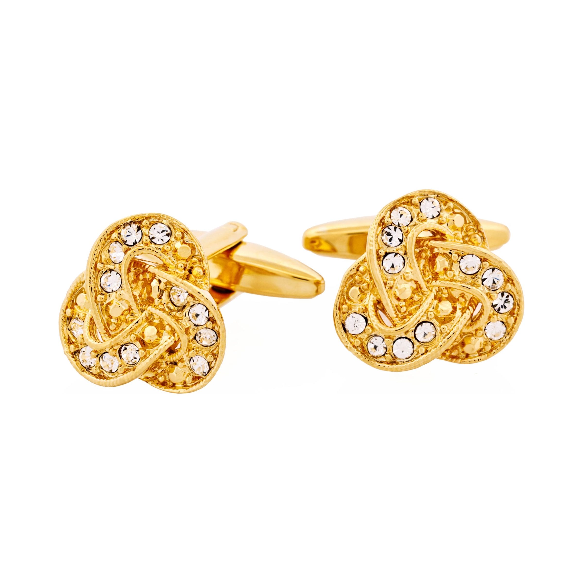 Gold Plated Crystal Knot Cufflinks