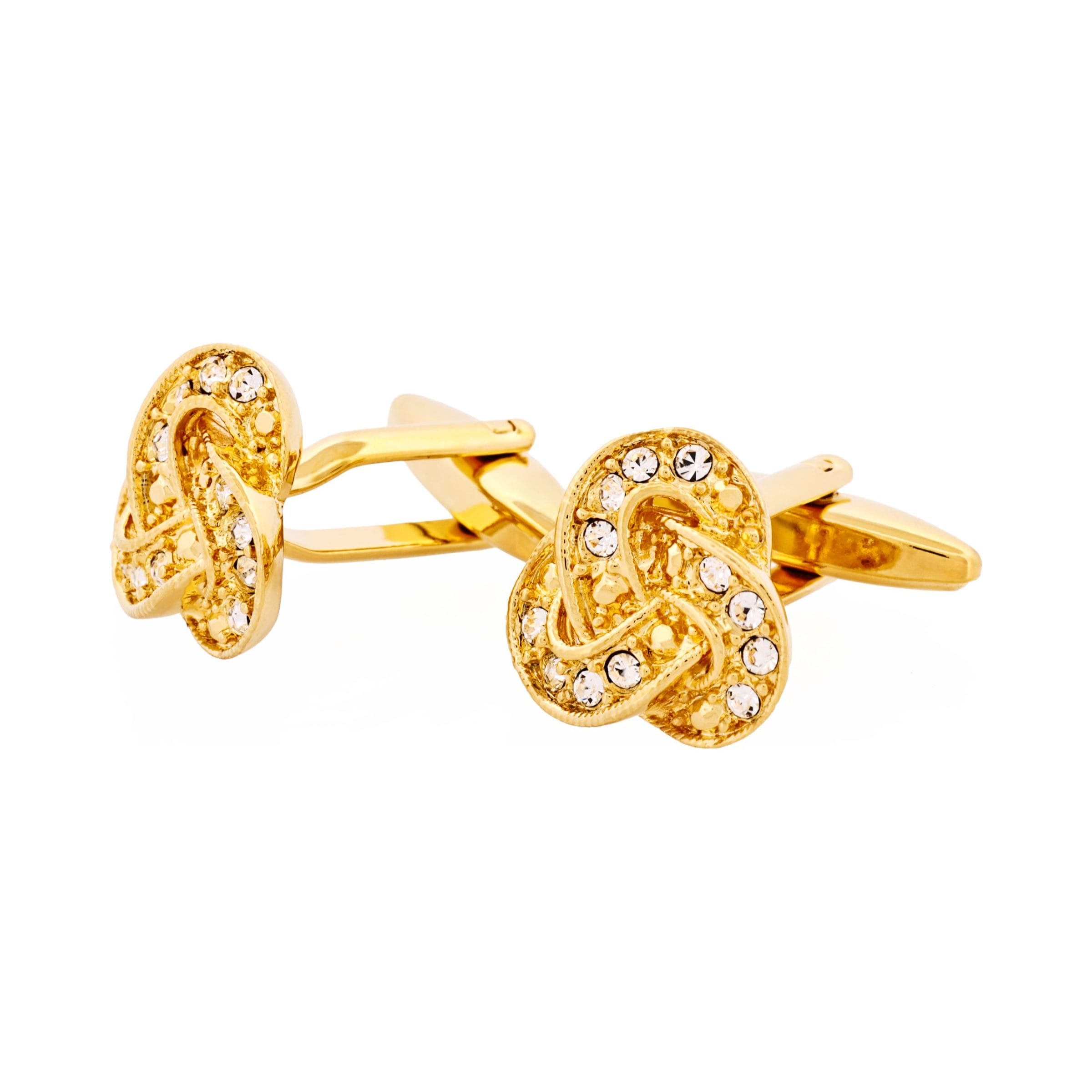 Gold Plated Crystal Knot Cufflinks