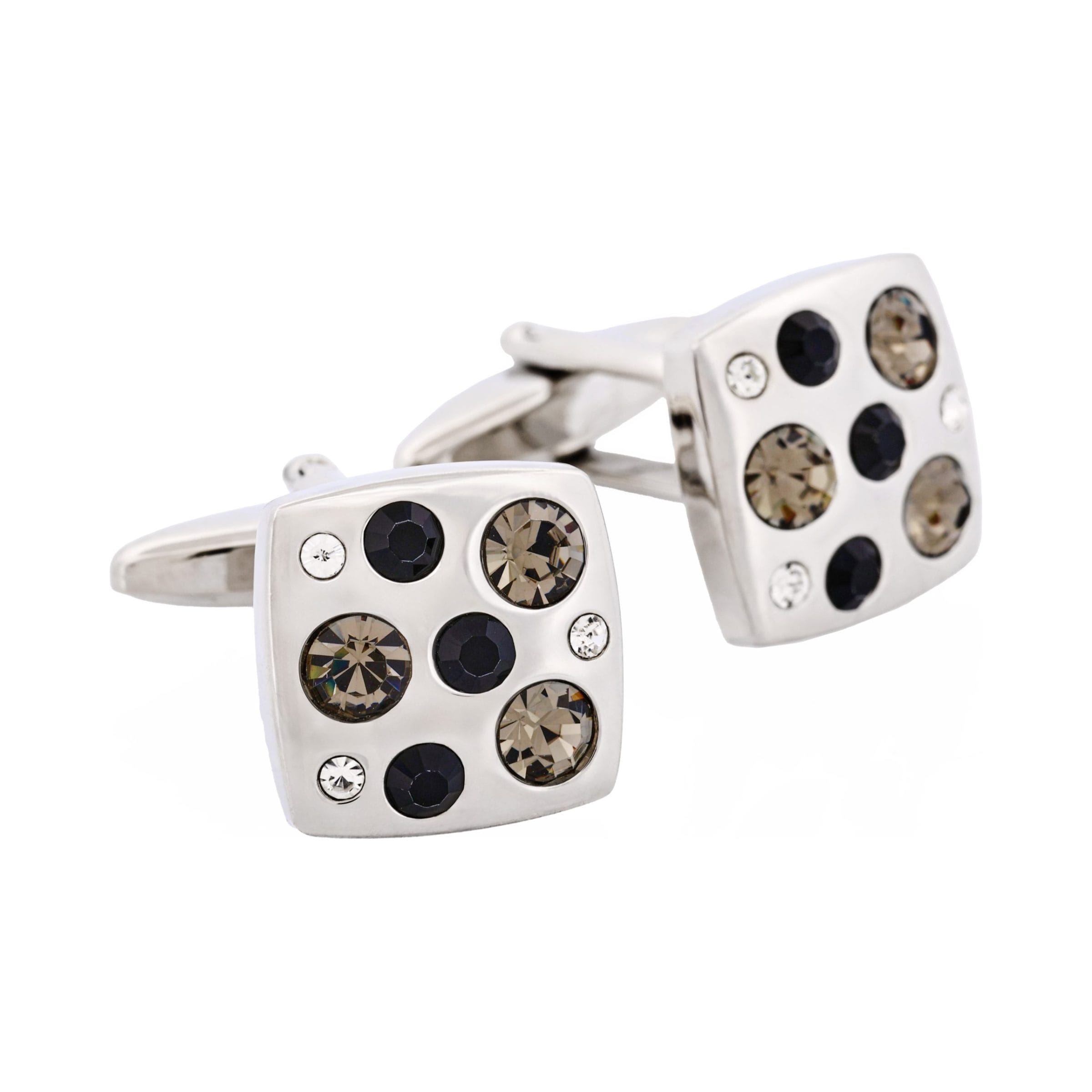Rhodium & Crystal & Jet Cufflinks