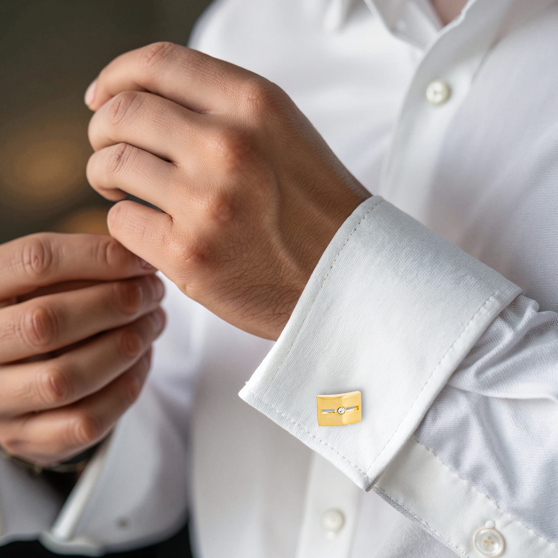 Gold Plated & Single Crystal Cufflinks