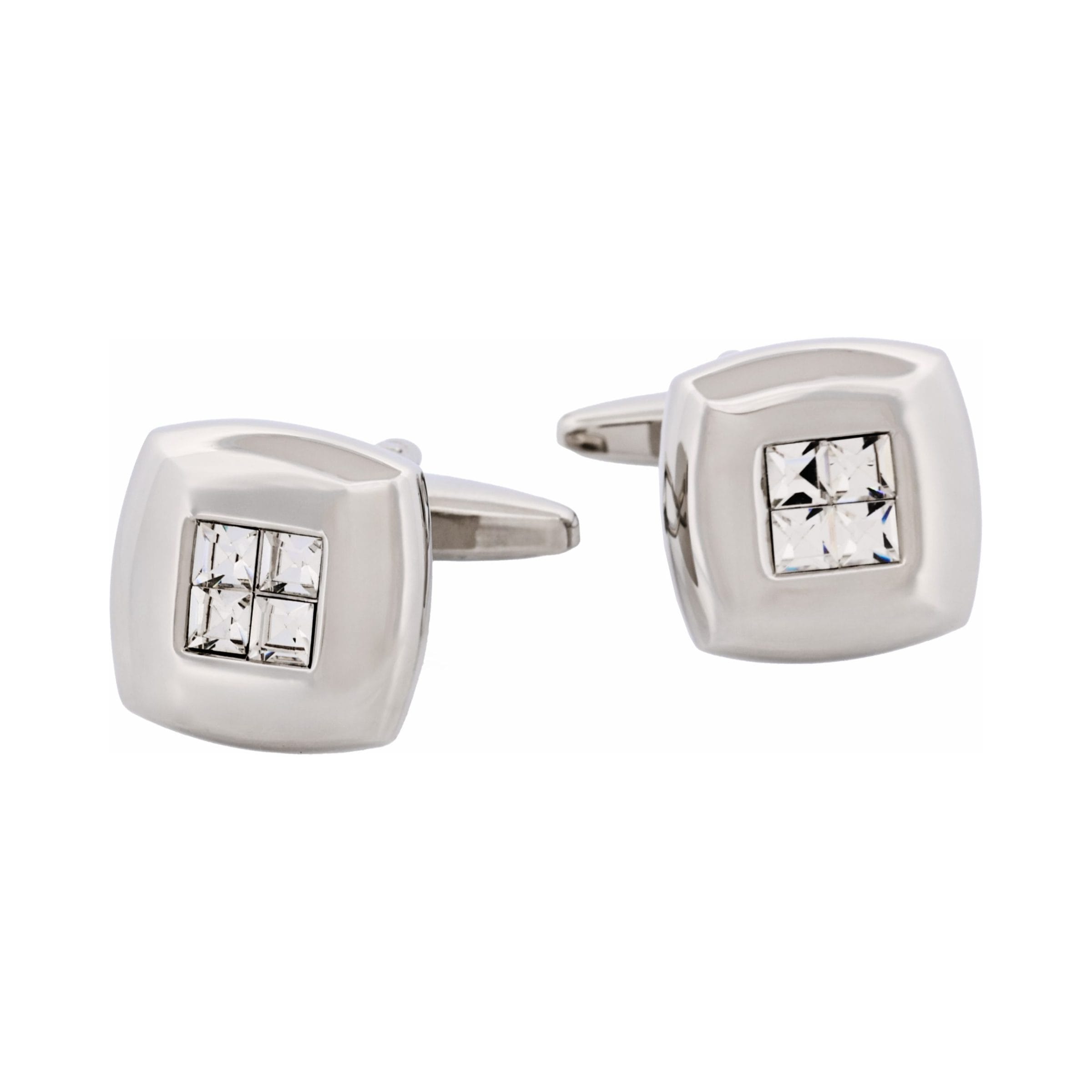 Rhodium Plated Crystal Square Cufflinks