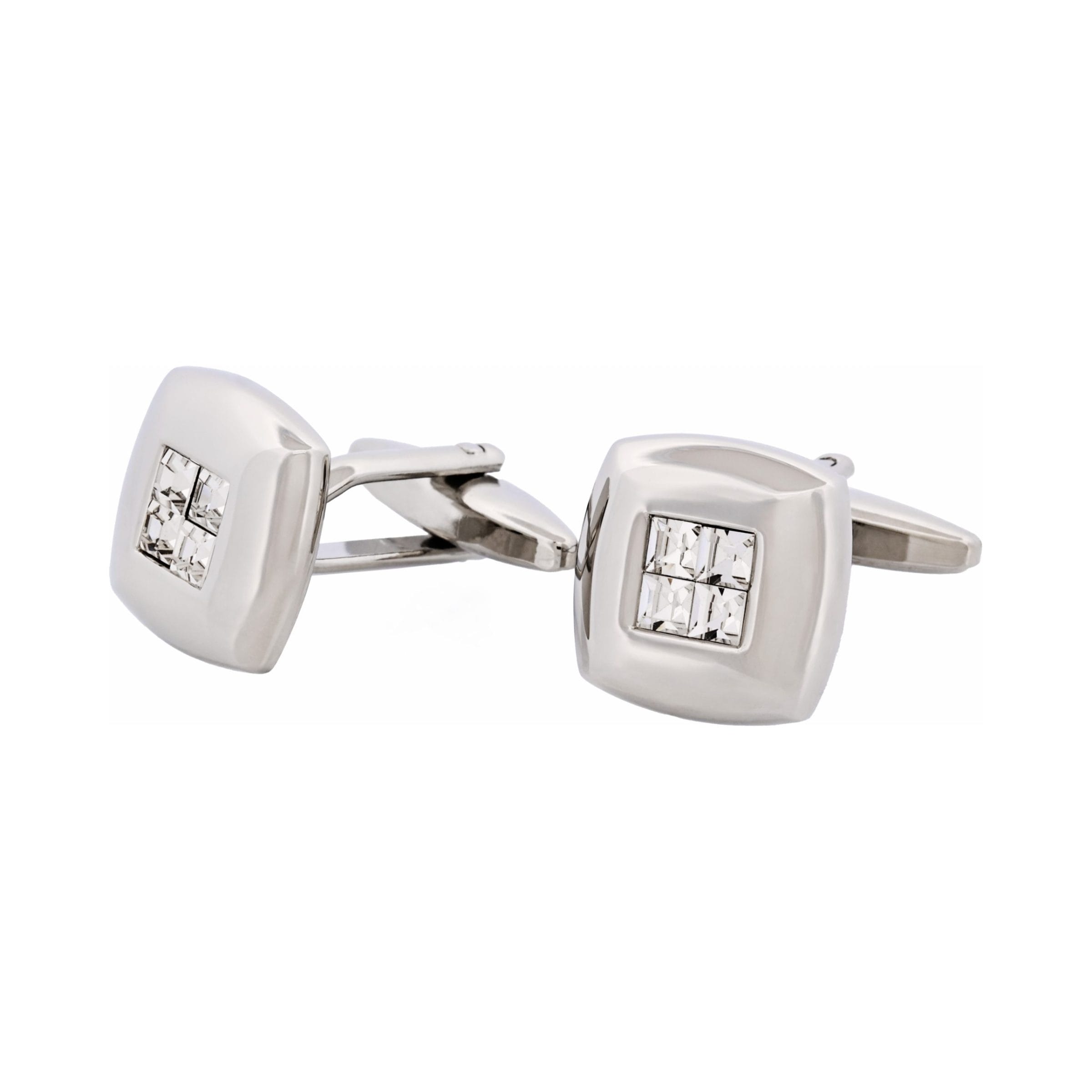 Rhodium Plated Crystal Square Cufflinks
