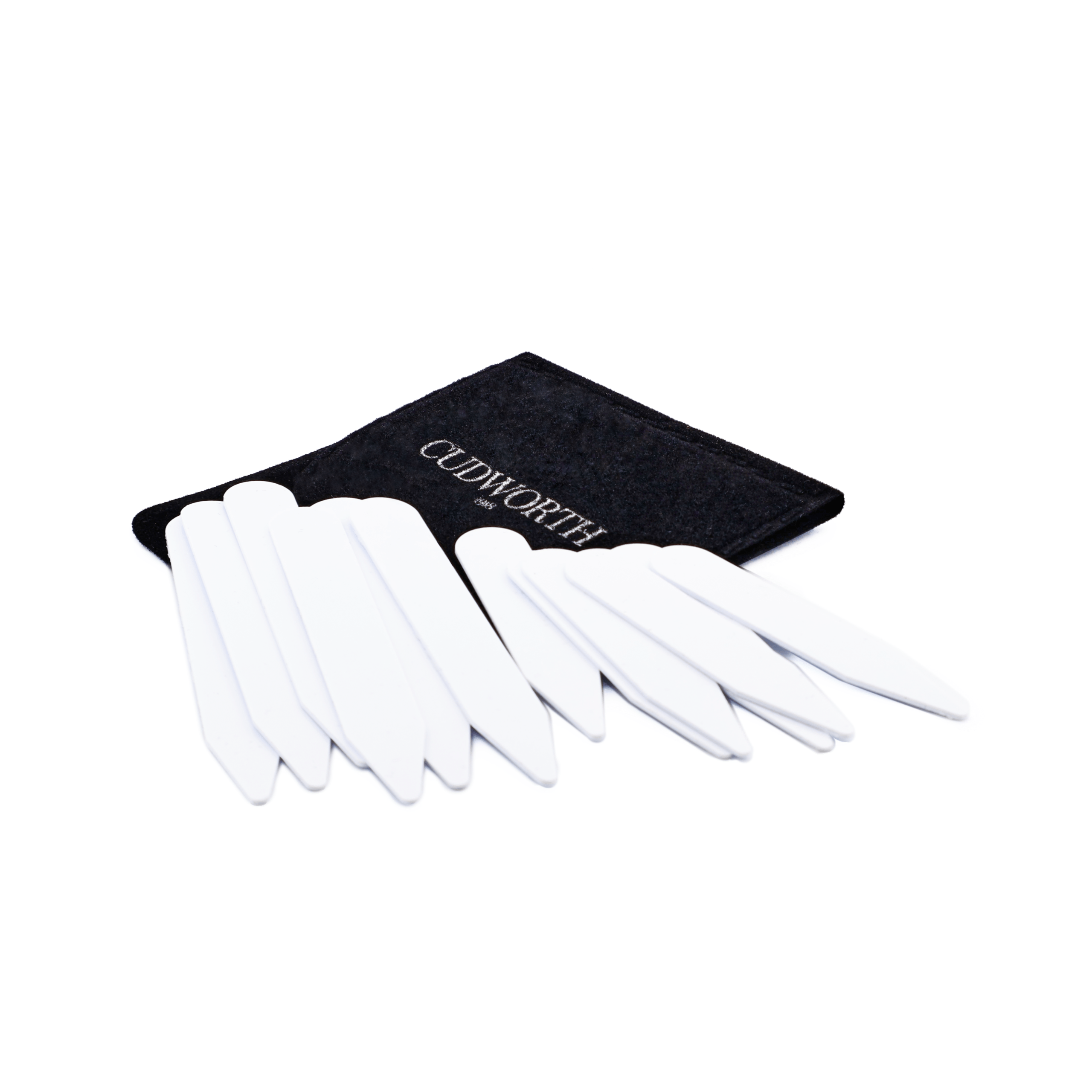 White Plastic Collar Stay Sets 3prs x Small & 3 prs Large (6 pairs total)