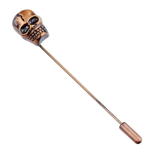 Antique Brass Skull Lapel Pin