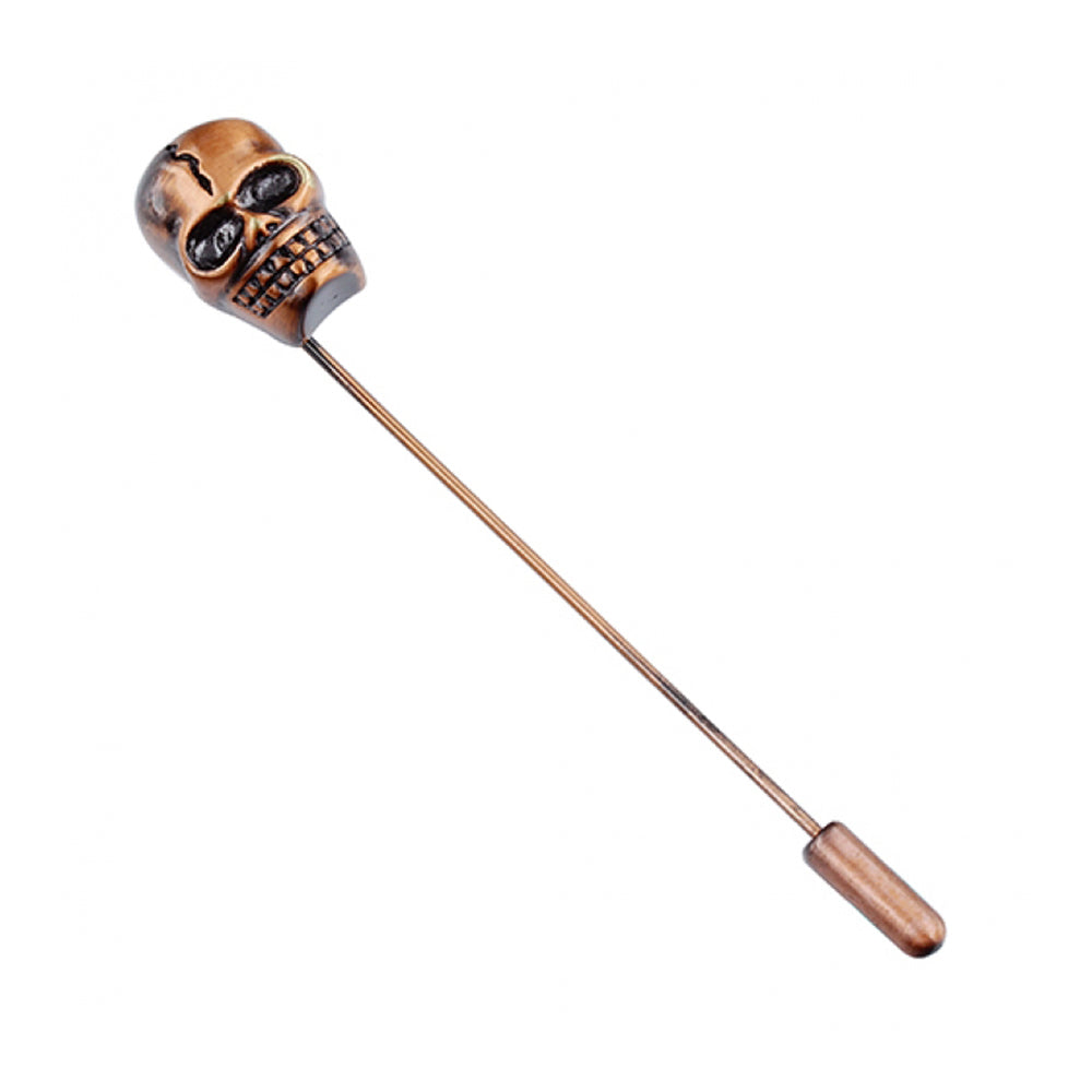 Antique Brass Skull Lapel Pin