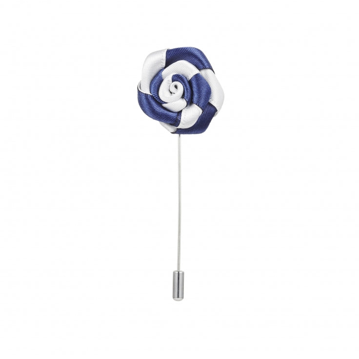 Navy & White Flower Lapel Pin
