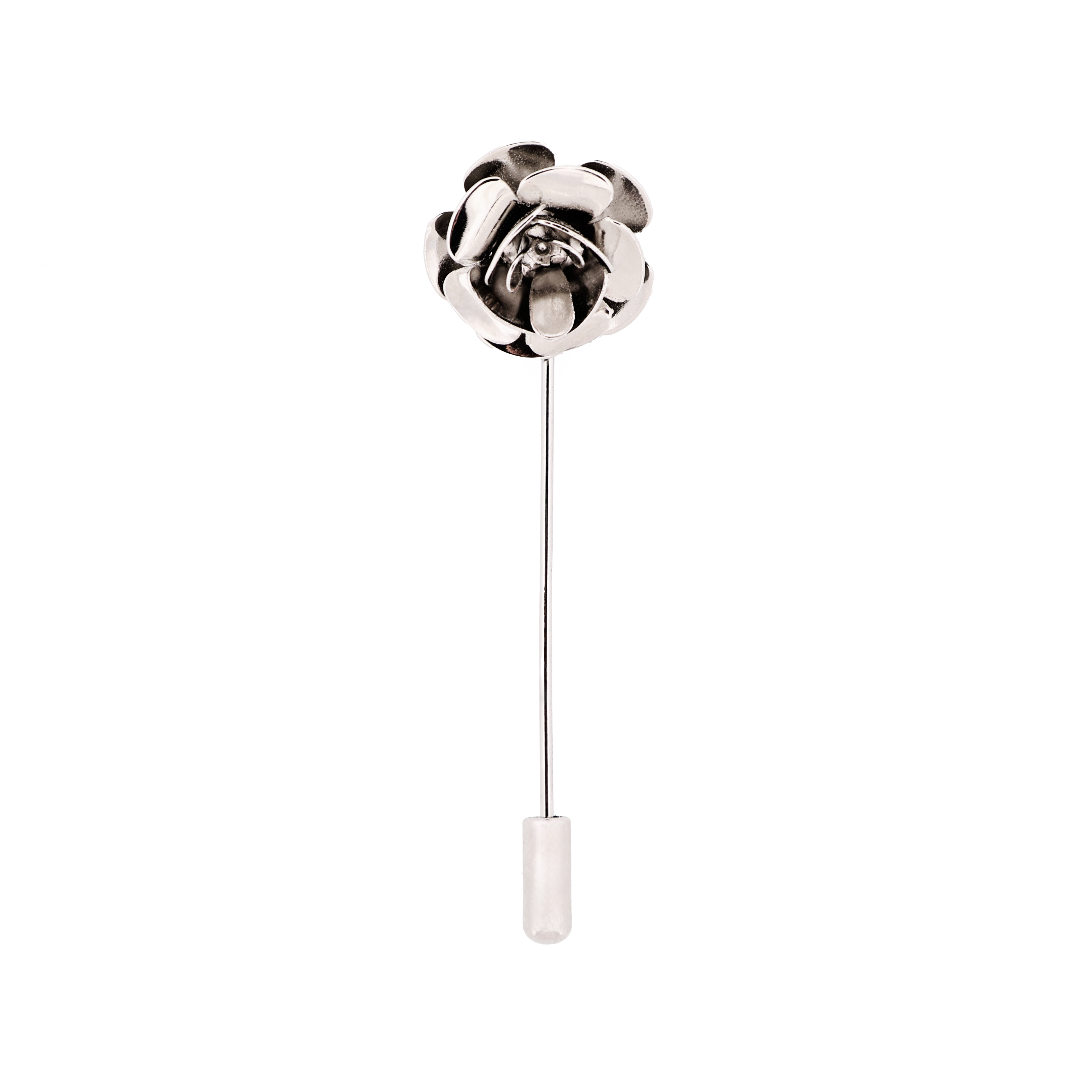 Rhodium Plated Rose Lapel Pin