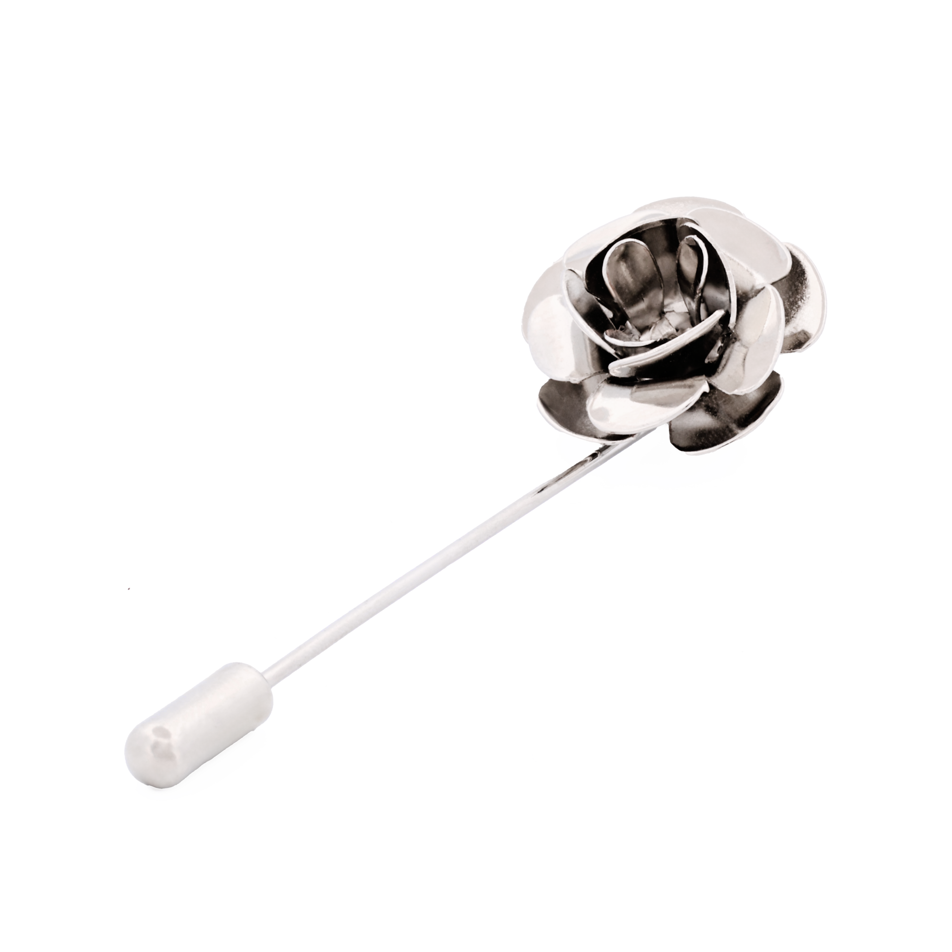 Rhodium Plated Rose Lapel Pin