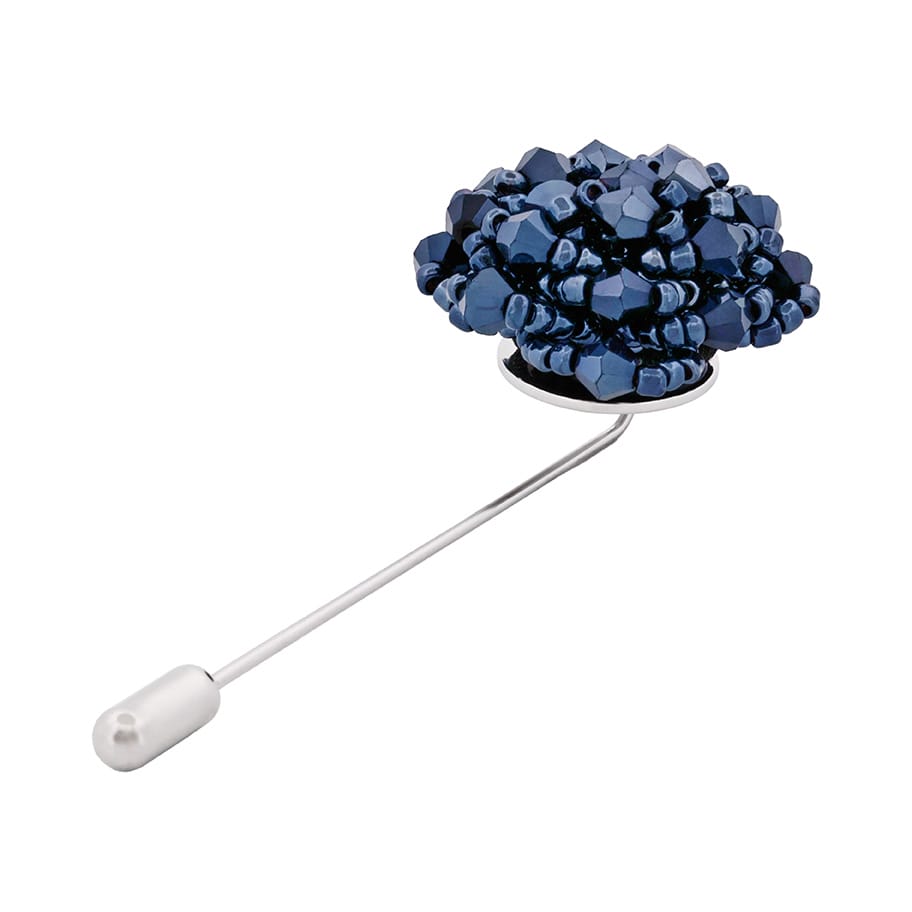 Navy/Black Floral Lapel Pin