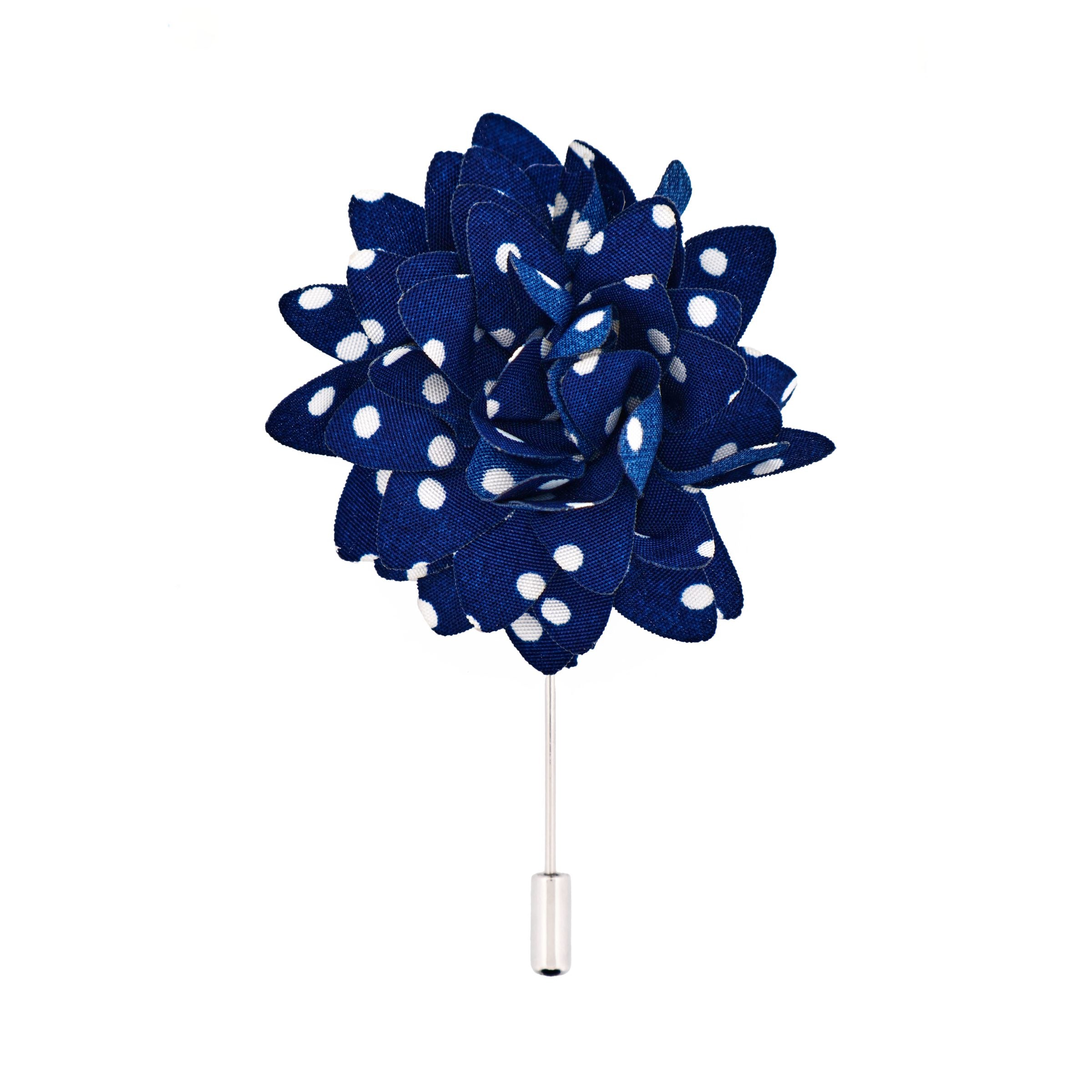 Navy White Spot Floral Lapel P