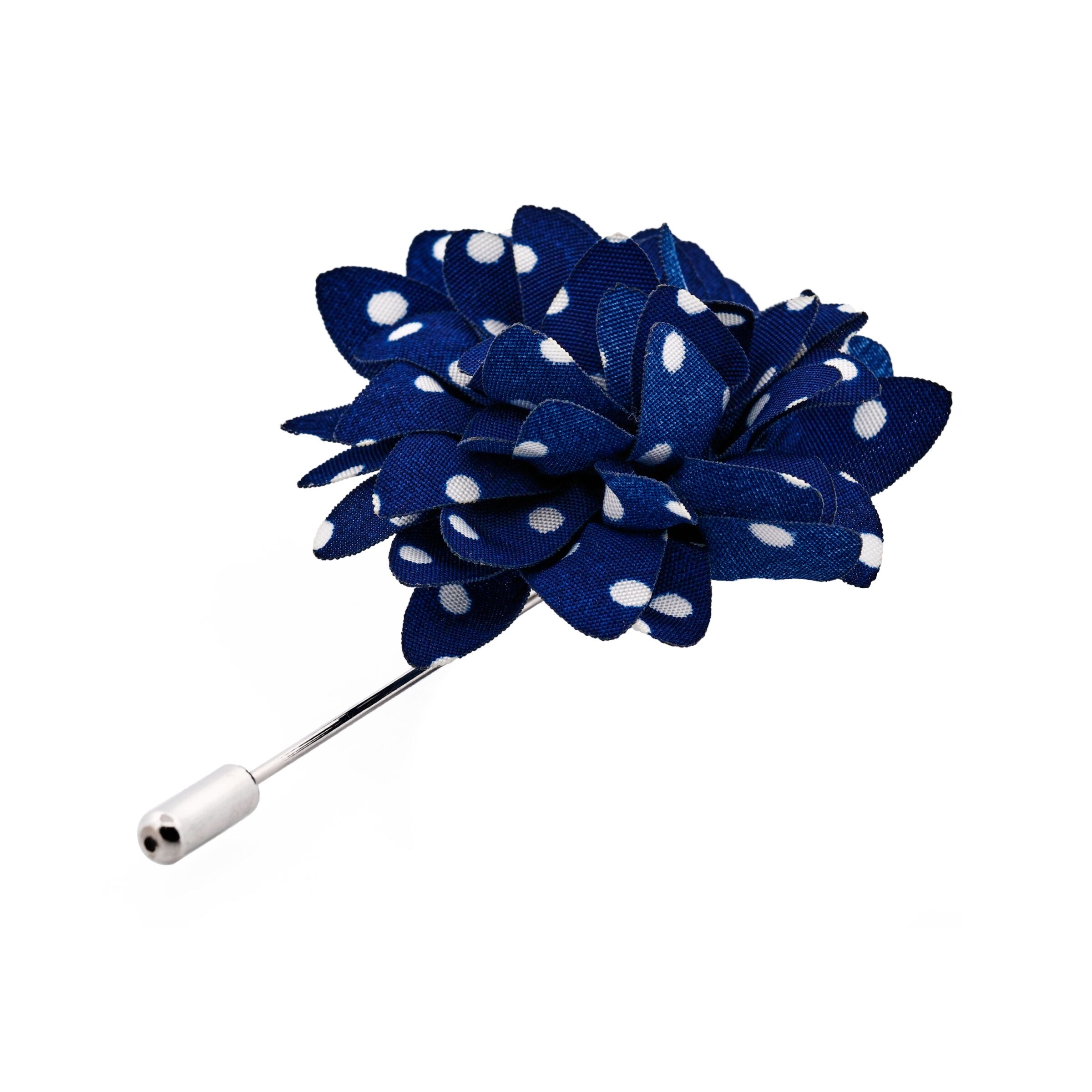 Navy White Spot Floral Lapel P