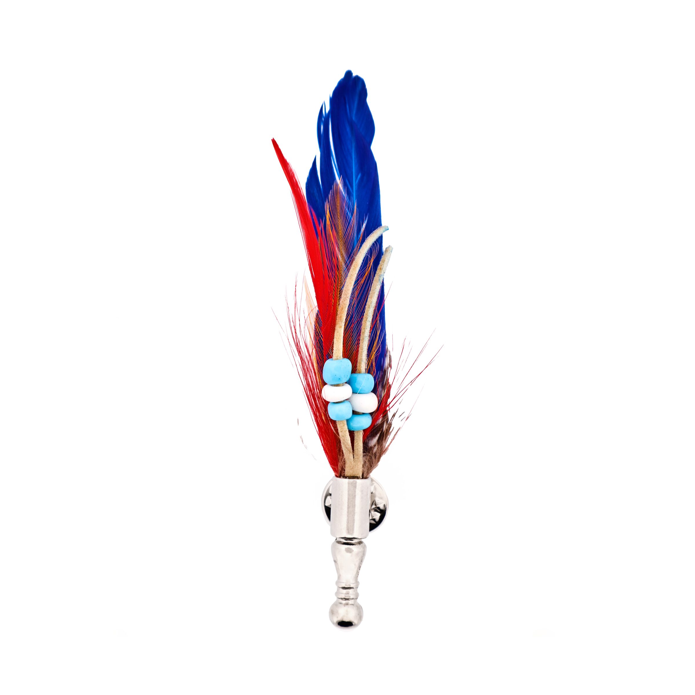 Blue Orange Red Feather Lapel