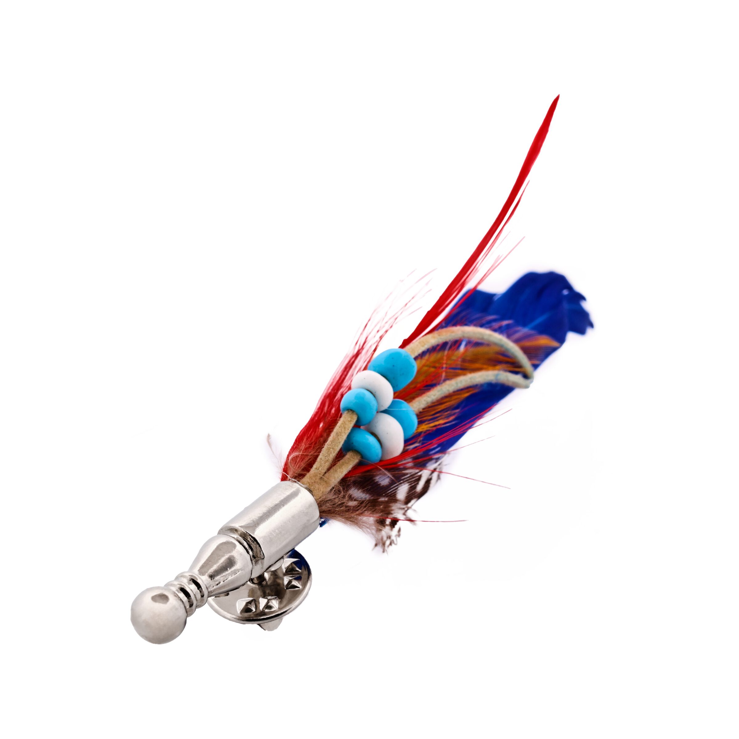 Blue Orange Red Feather Lapel