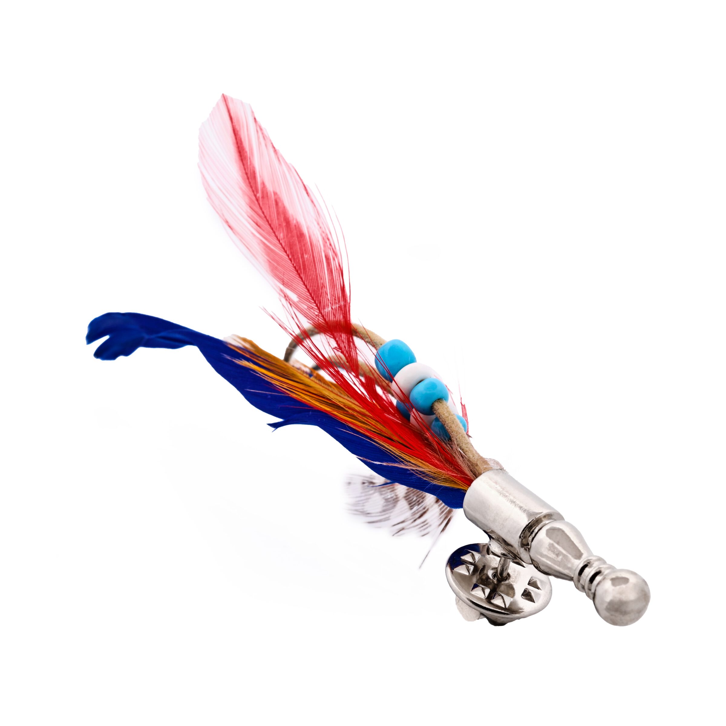 Blue Orange Red Feather Lapel