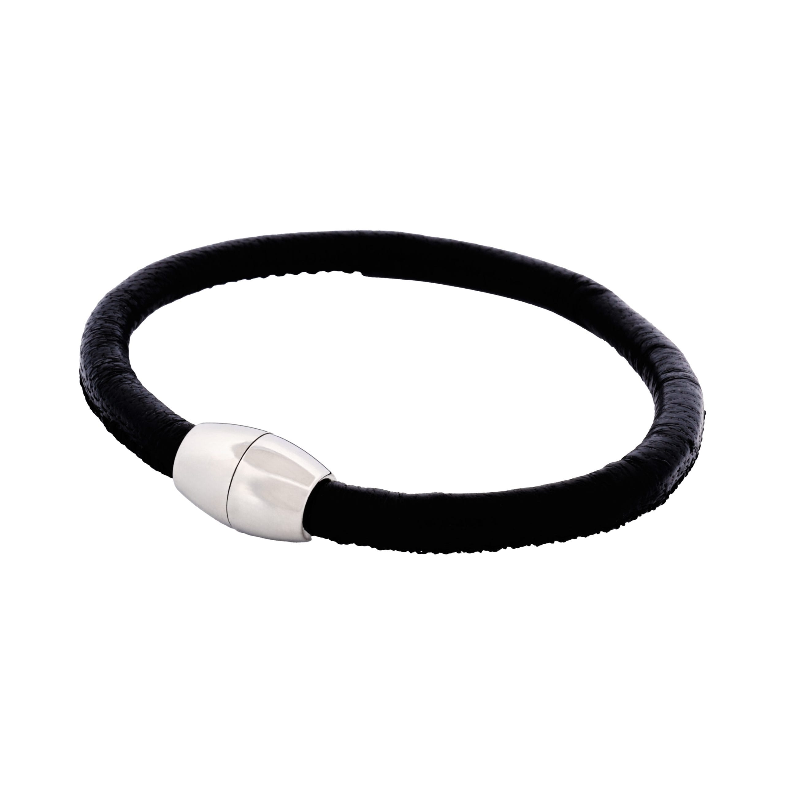 Black Leather Single Bracelet