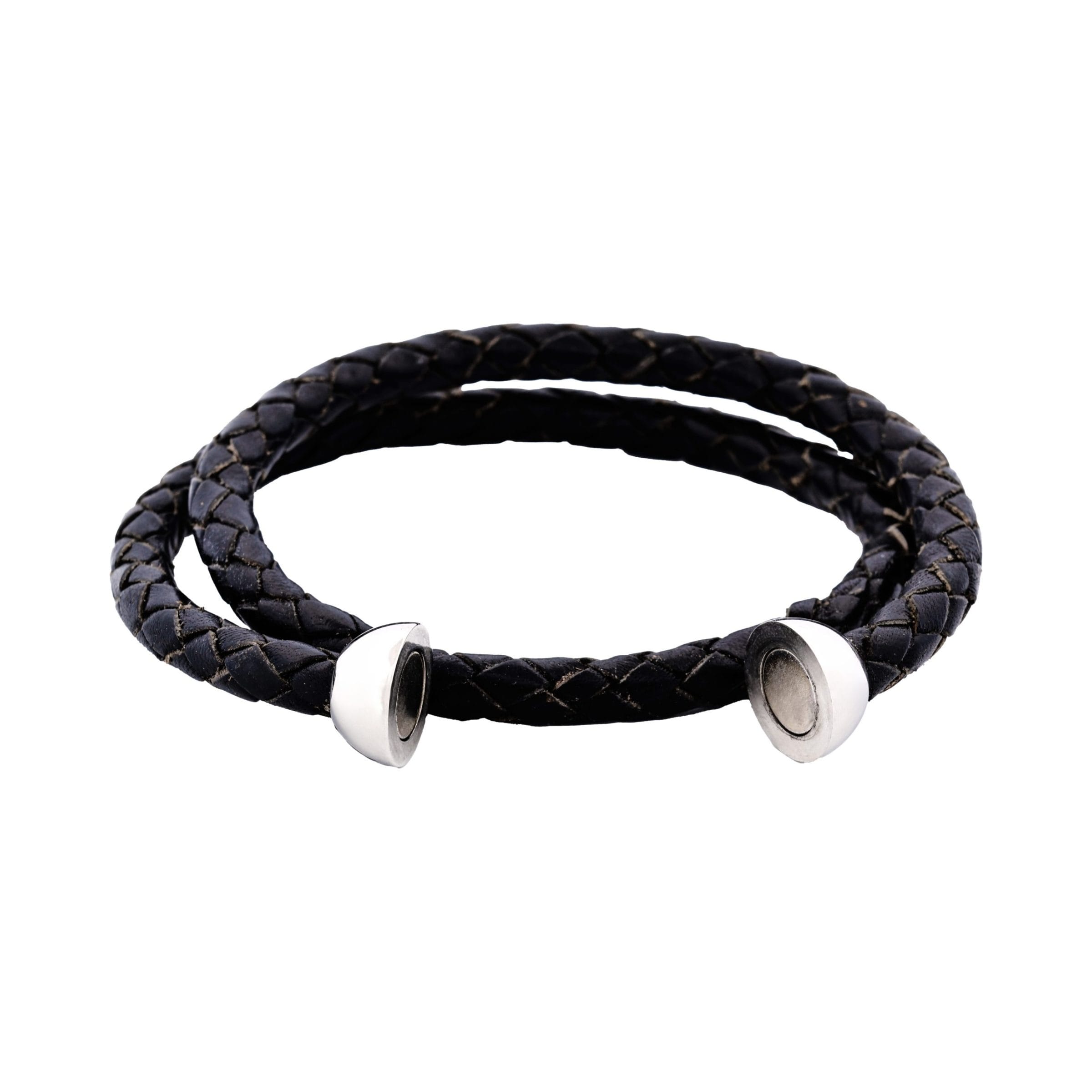 Black Leather Double Bracelet
