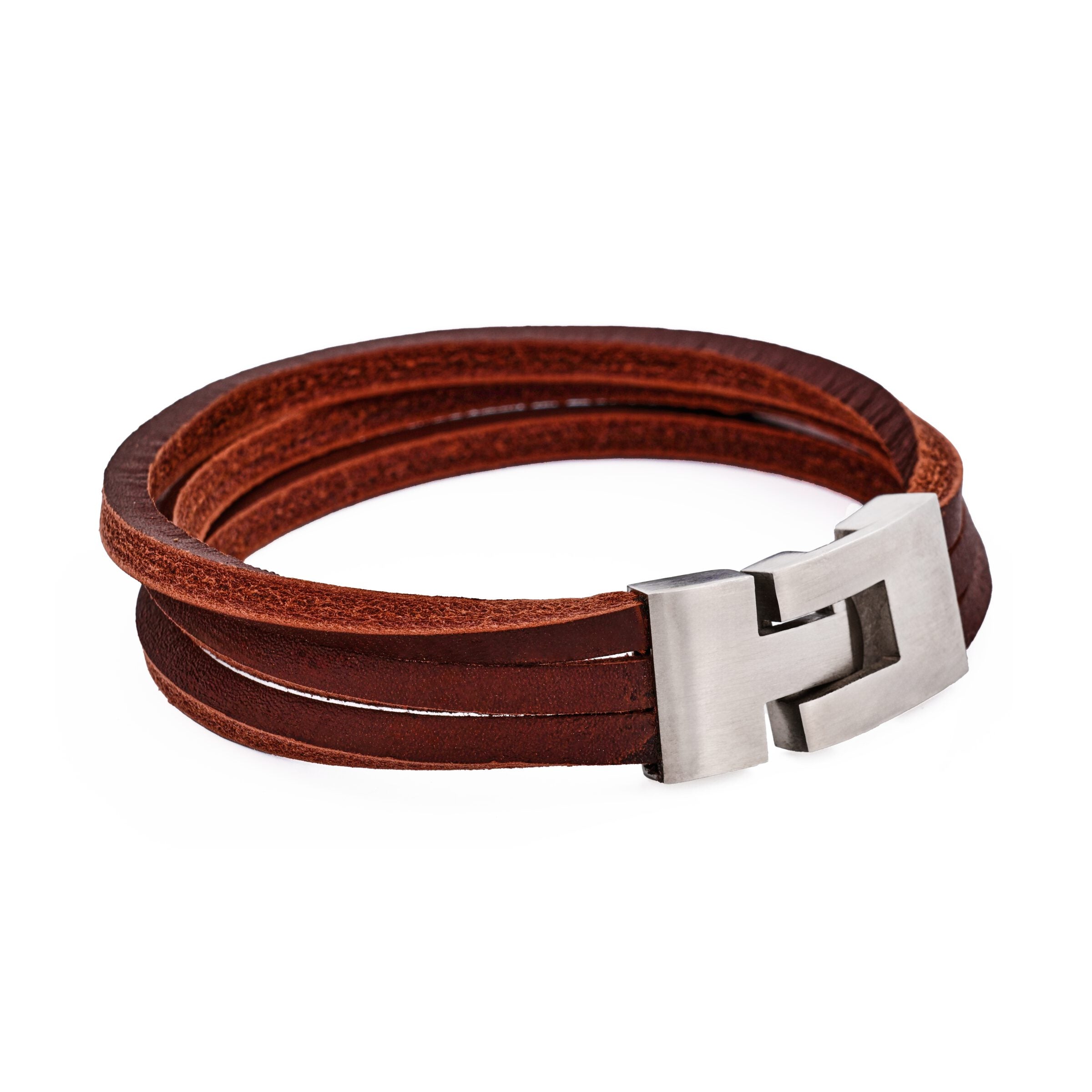 split Leather-Stainless Steel Bracelet