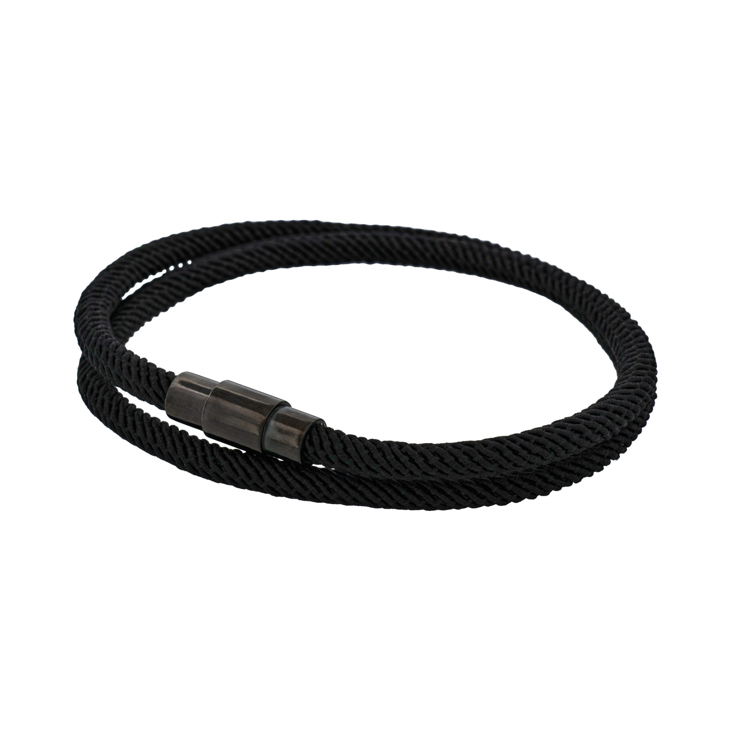 Black Cord with Ion Plated Black stainless steel bracelet