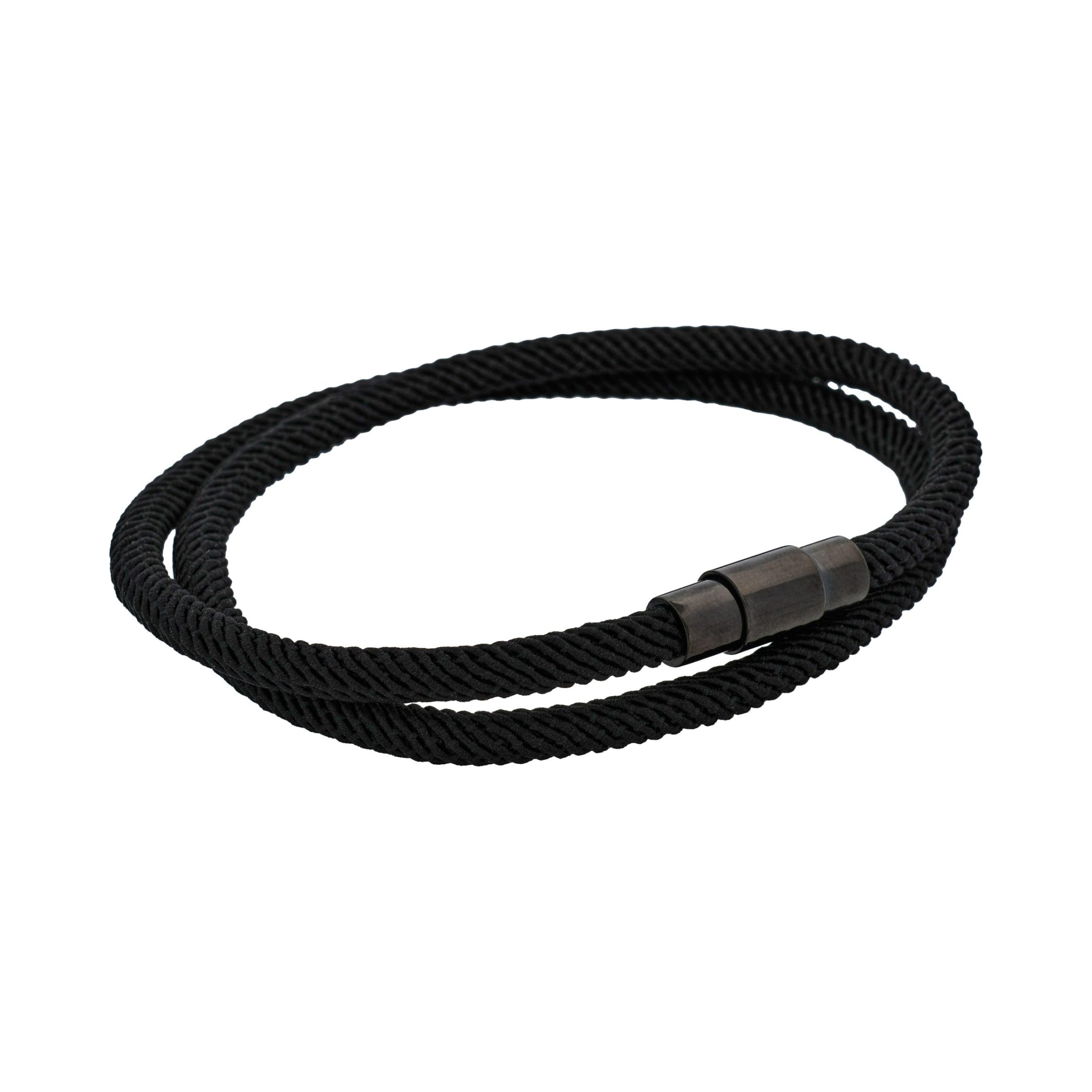 Black Cord with Ion Plated Black stainless steel bracelet