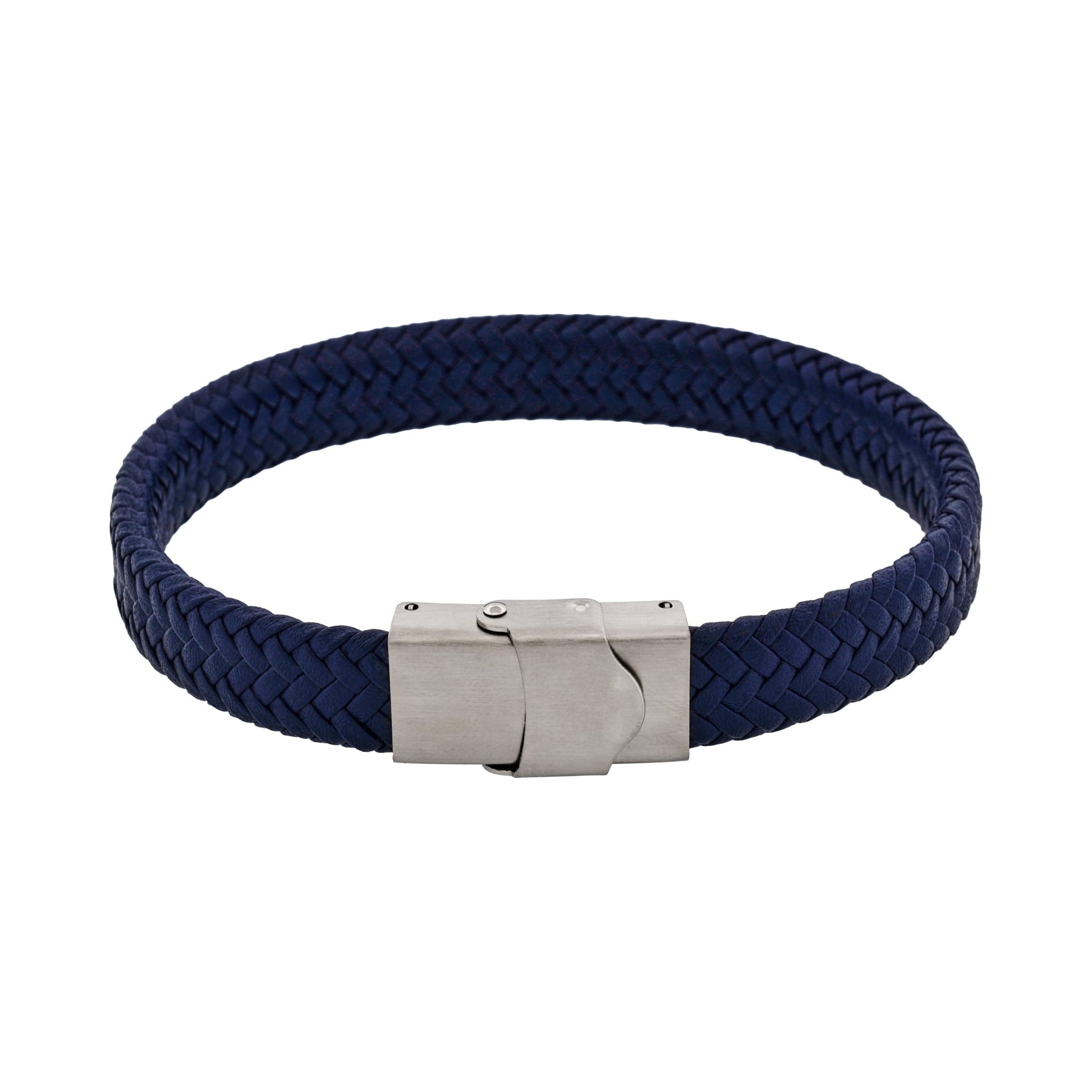 Matt Stainless steel with Dark Blue cord bracelet