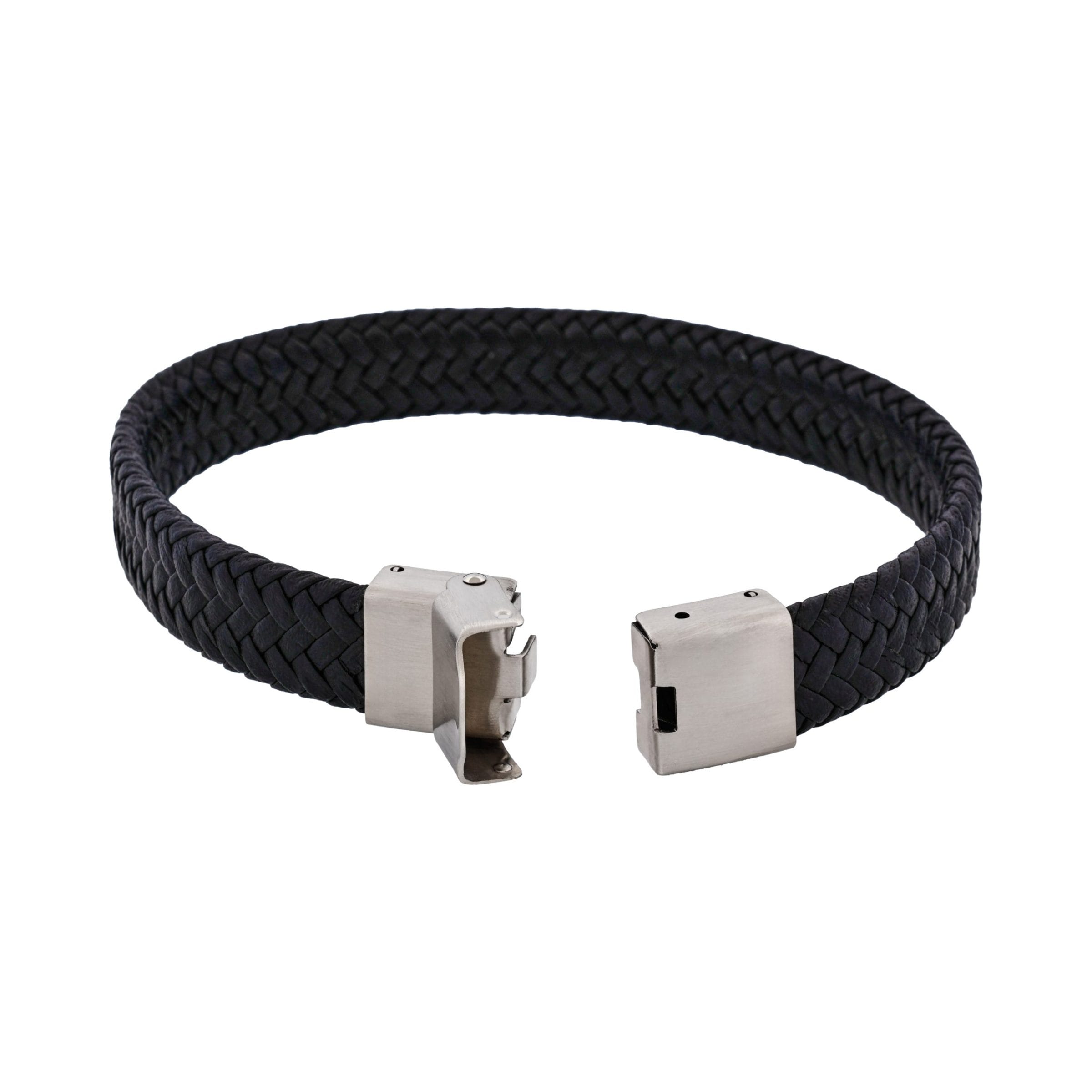 Matt Stainless steel with Black cord bracelet
