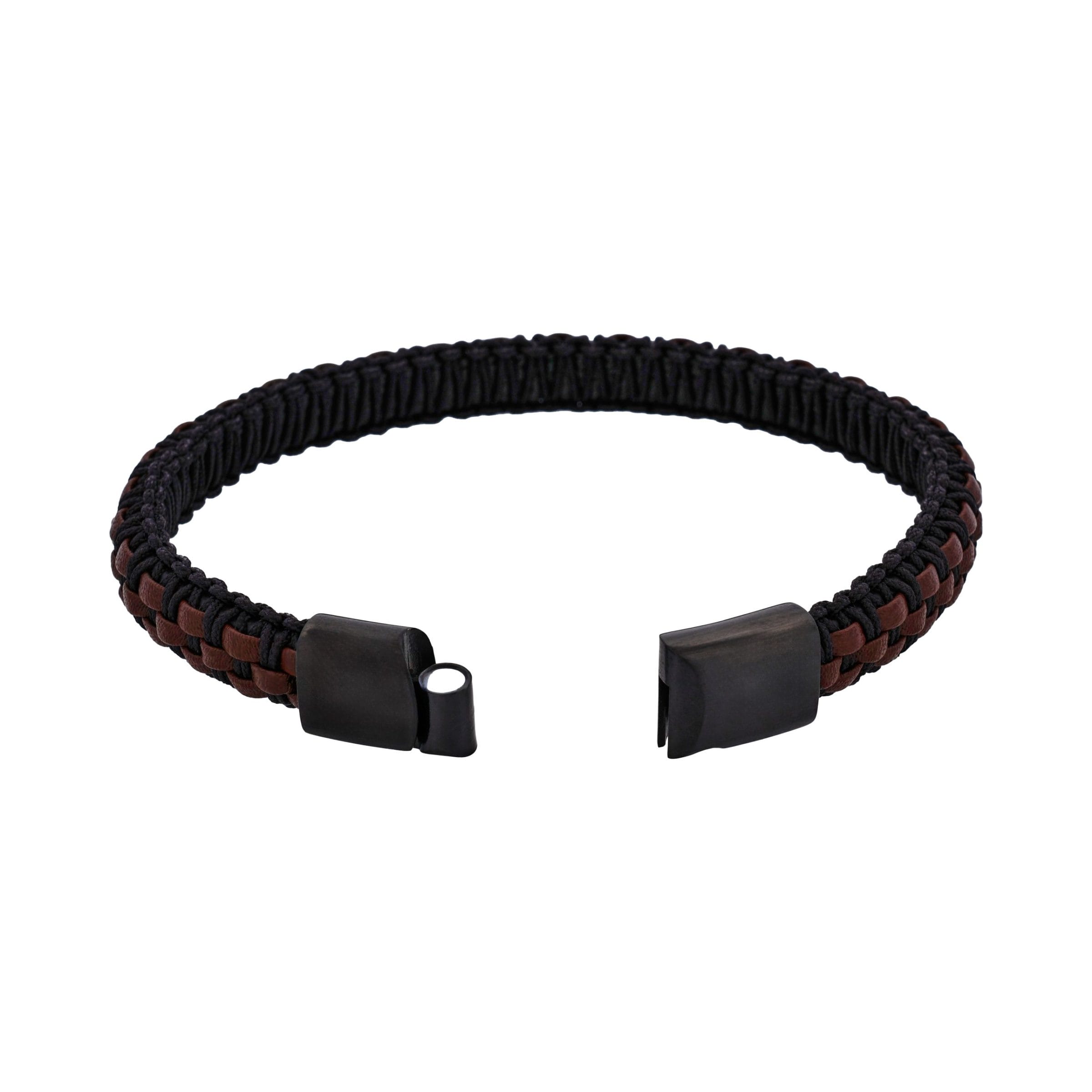 Stainless steel with Dark Brown leather bracelet