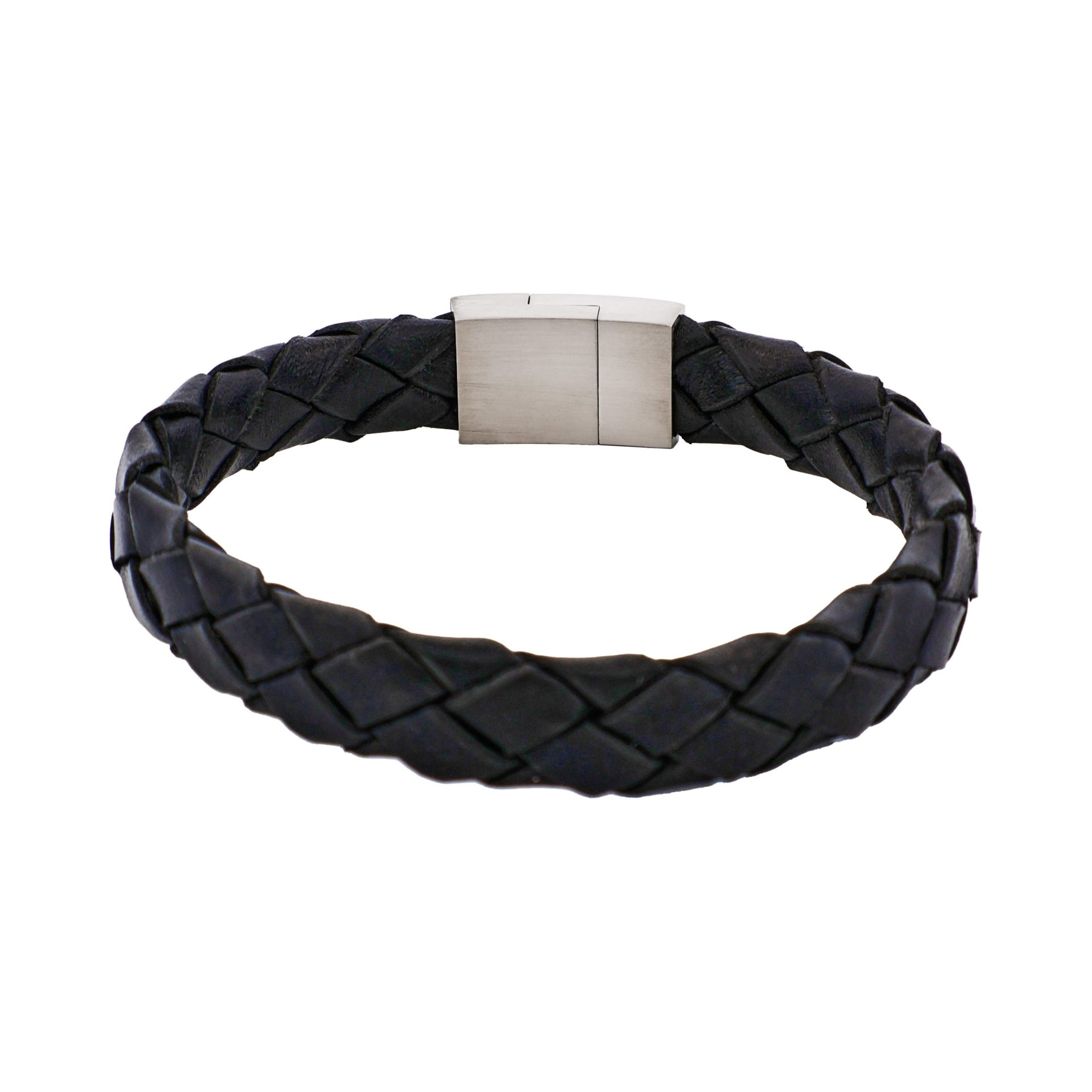 Nero Italian Leather Stainless Steel Bracelet