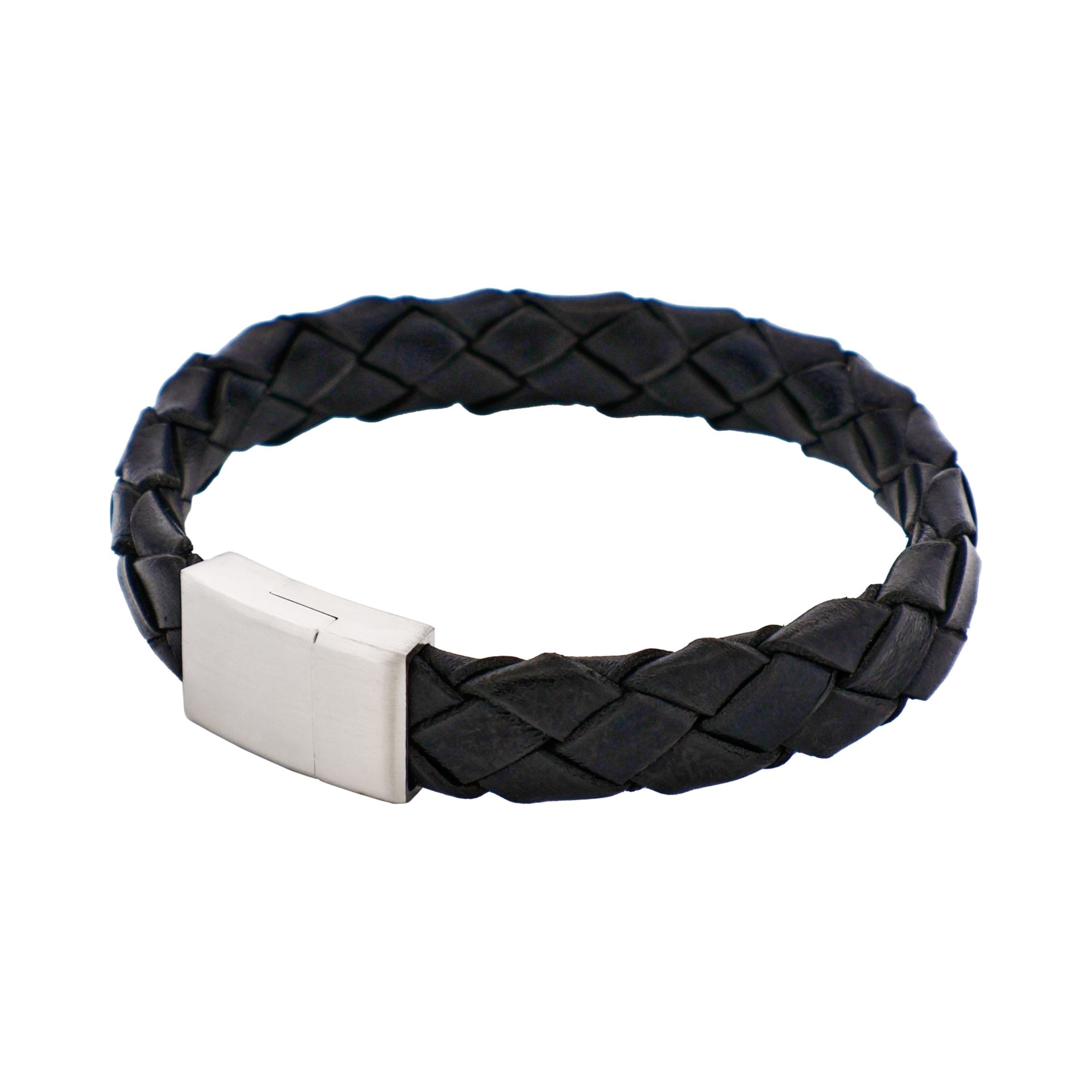 Nero Italian Leather Stainless Steel Bracelet