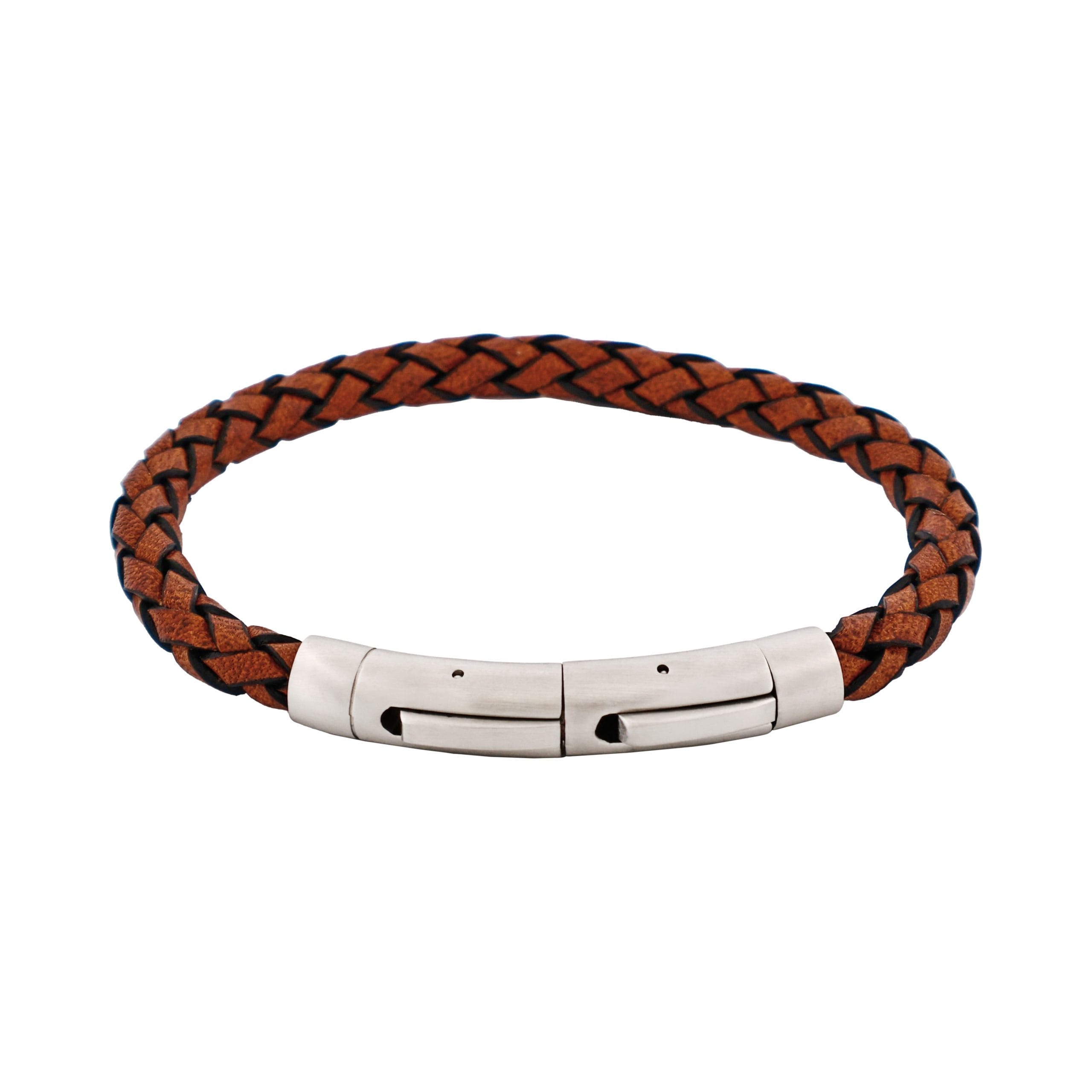 Tan Italian Leather & Stainless Steel Bracelet