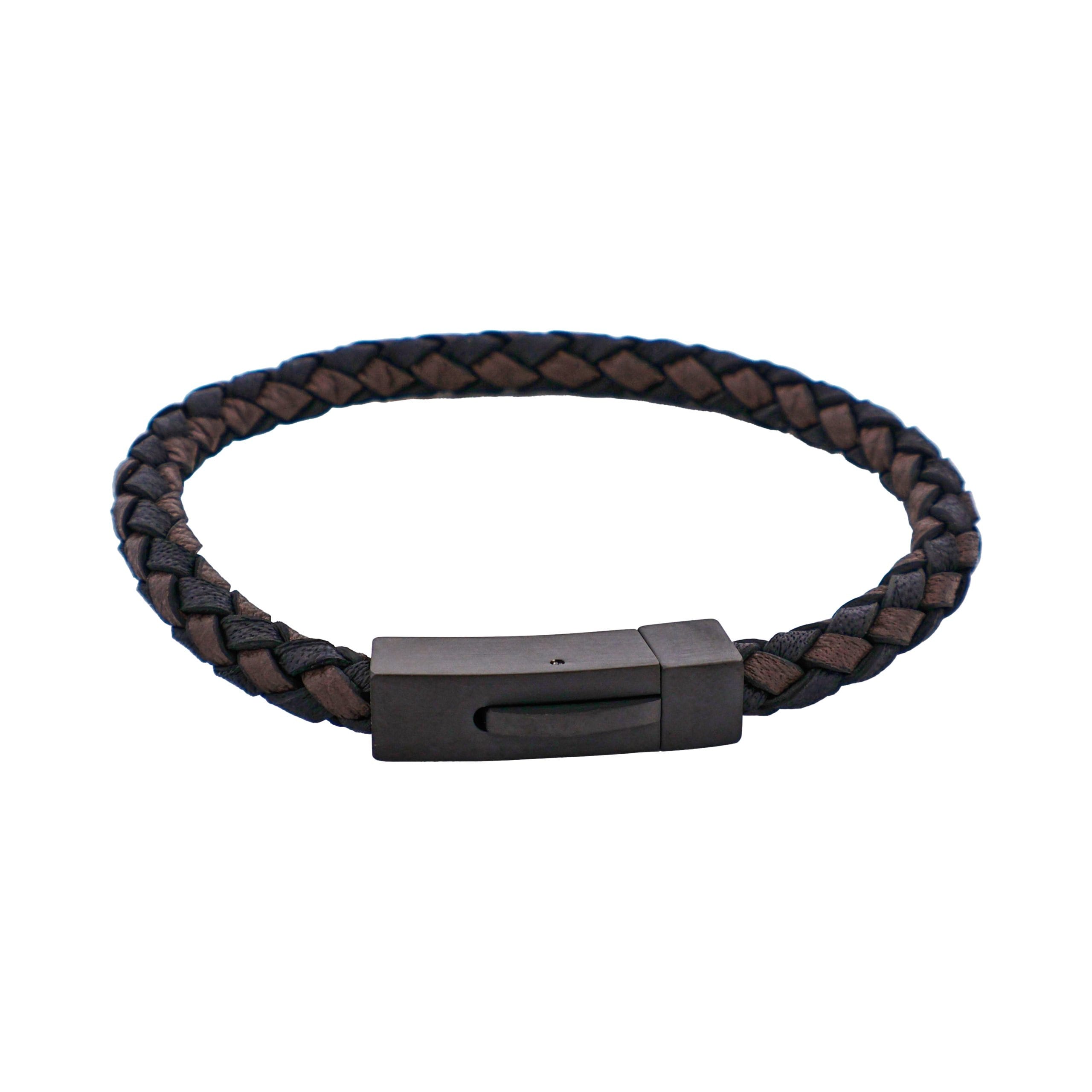 Nero & T.moro Italian Leather Stainless Steel Bracelet