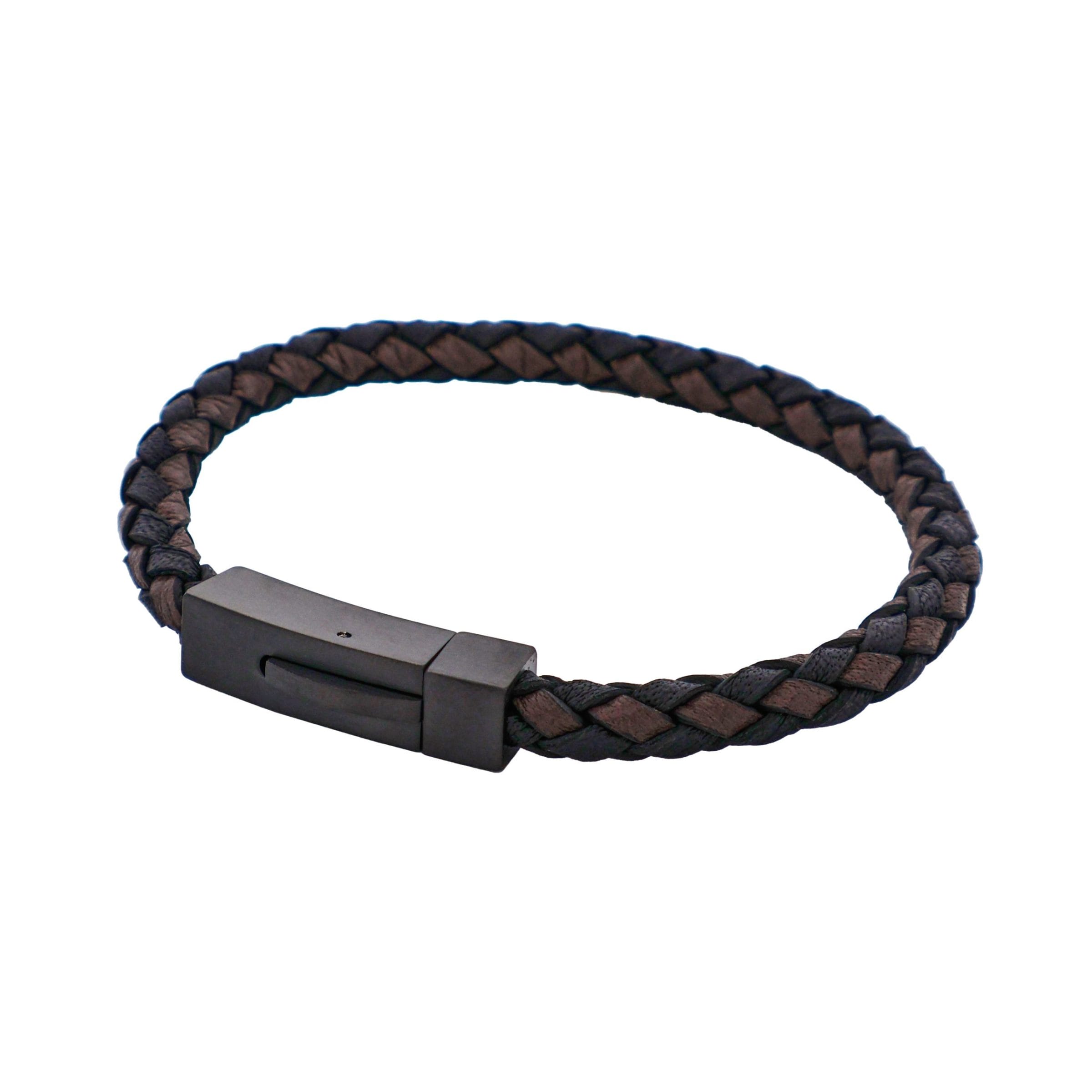 Nero & T.moro Italian Leather Stainless Steel Bracelet