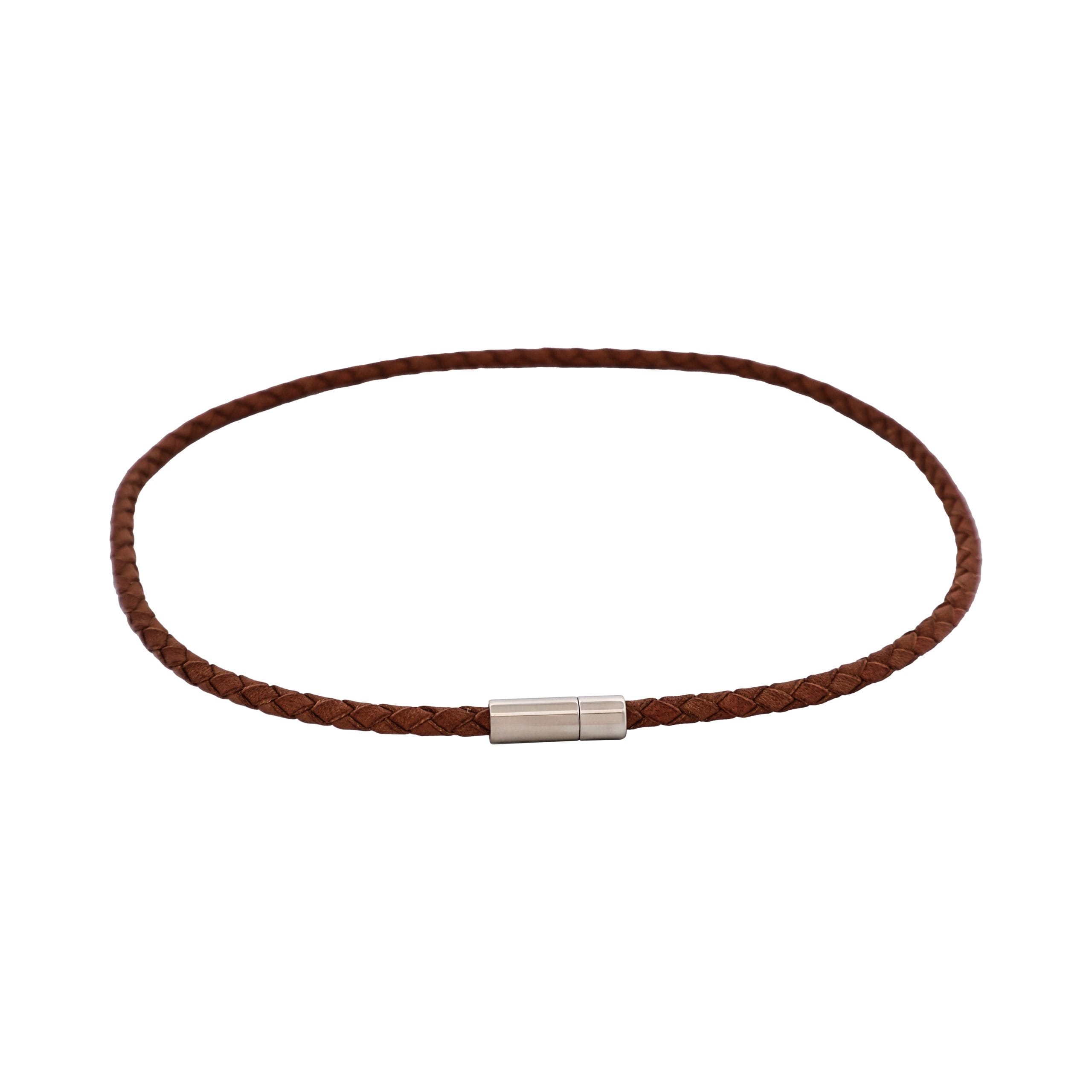 Tan Leather Double Wrap Bracelet with Polished Stainless Steel Clasp