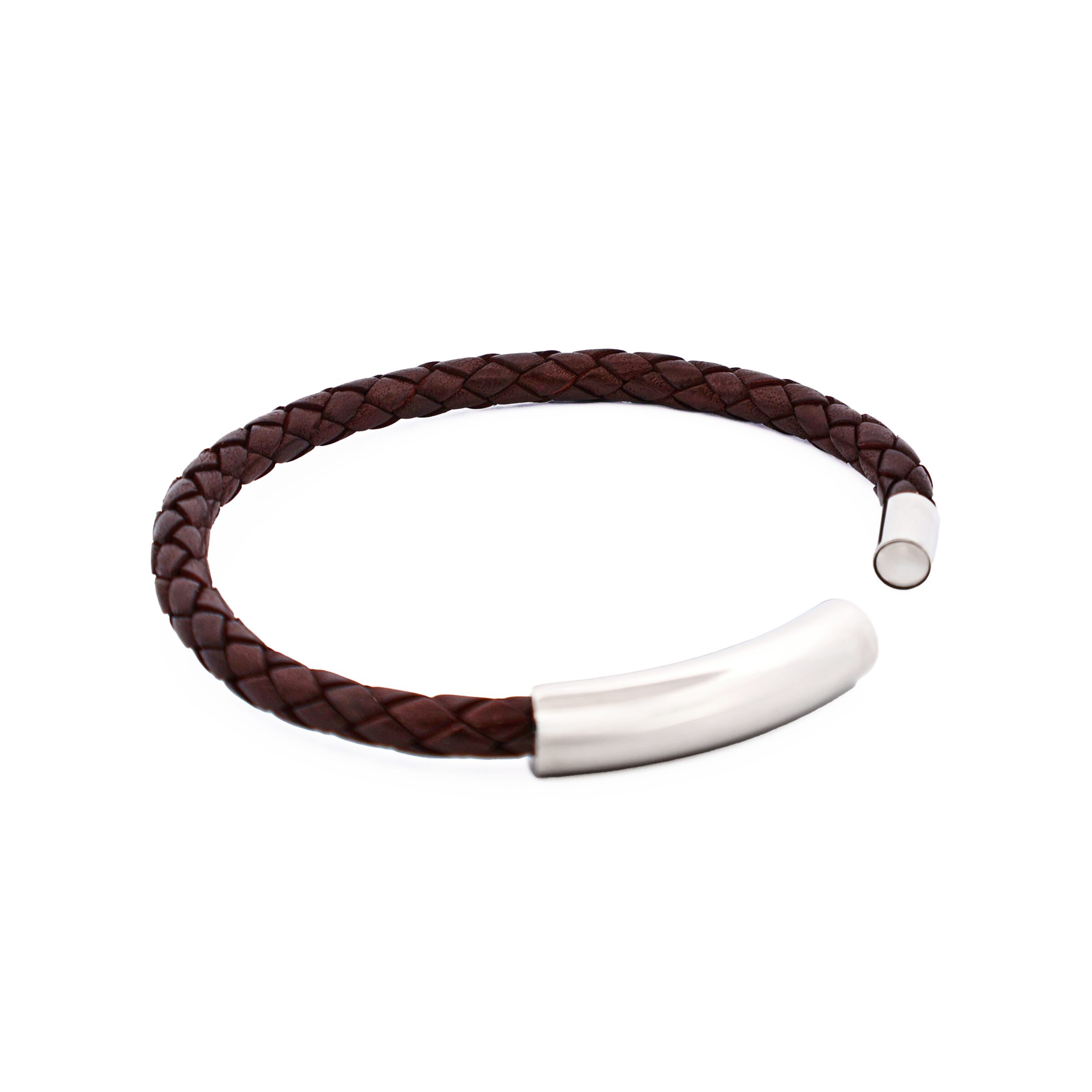Brown Leather Platted Bracelet