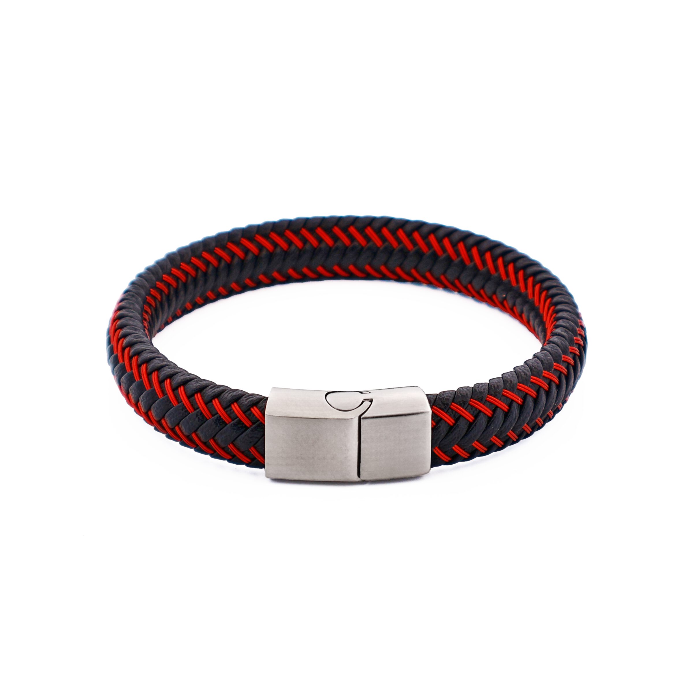 Black/Red Leather Bracelet
