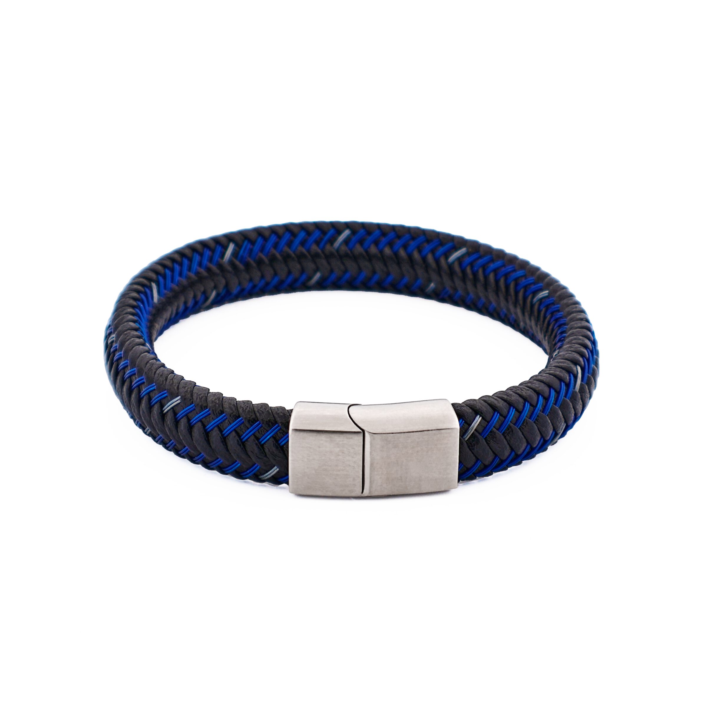 Black Blue Leather Bracelet