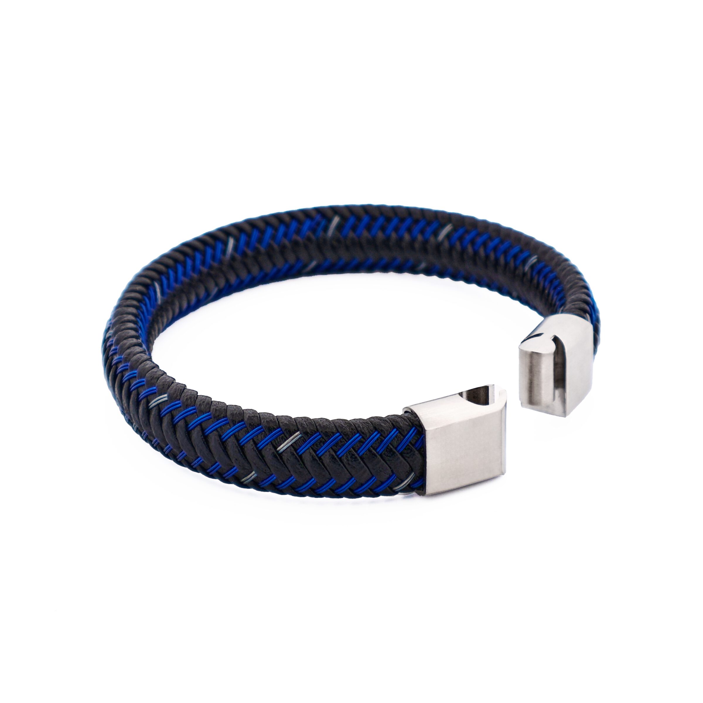 Black Blue Leather Bracelet
