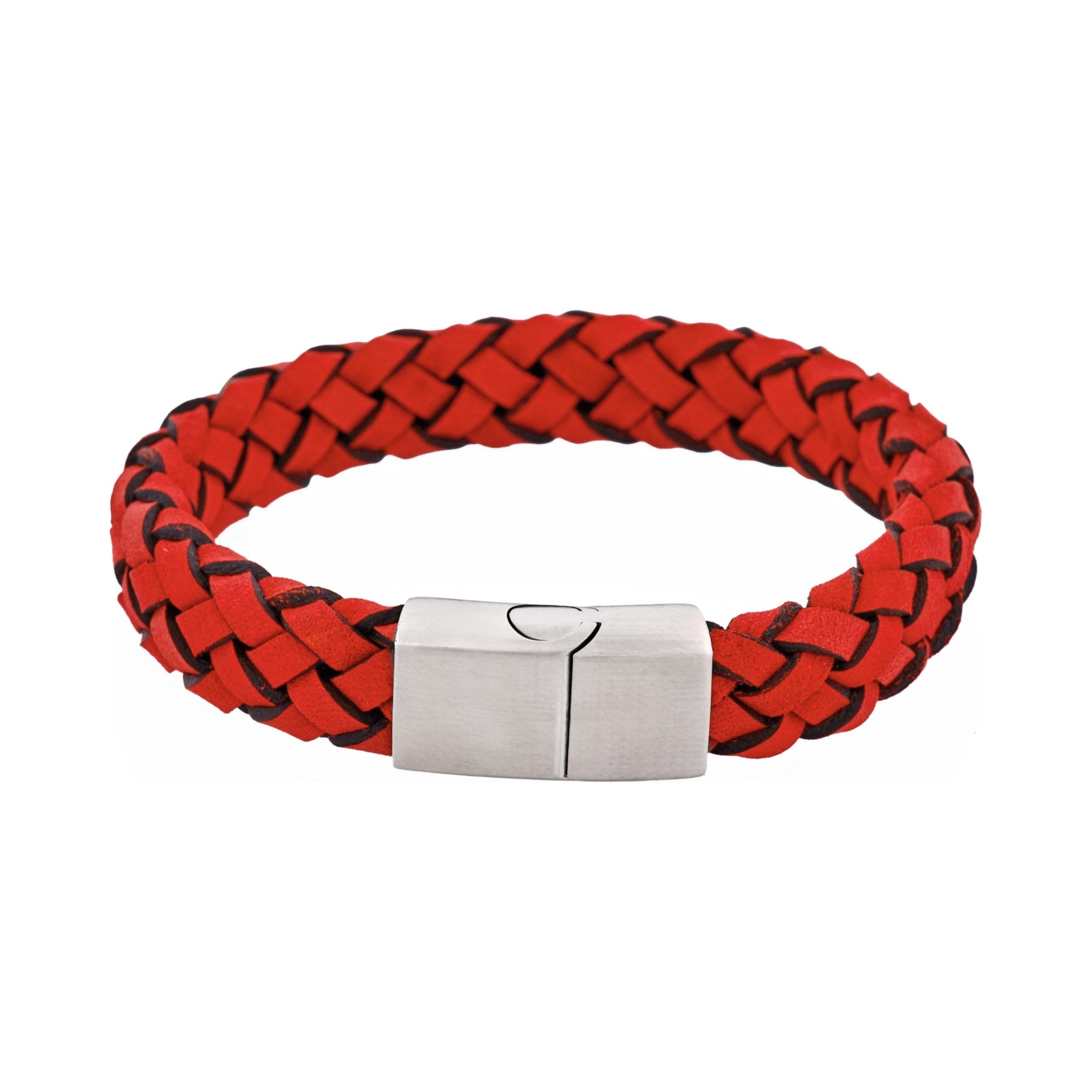 Crimson Helix Twisted Leather Bracelet