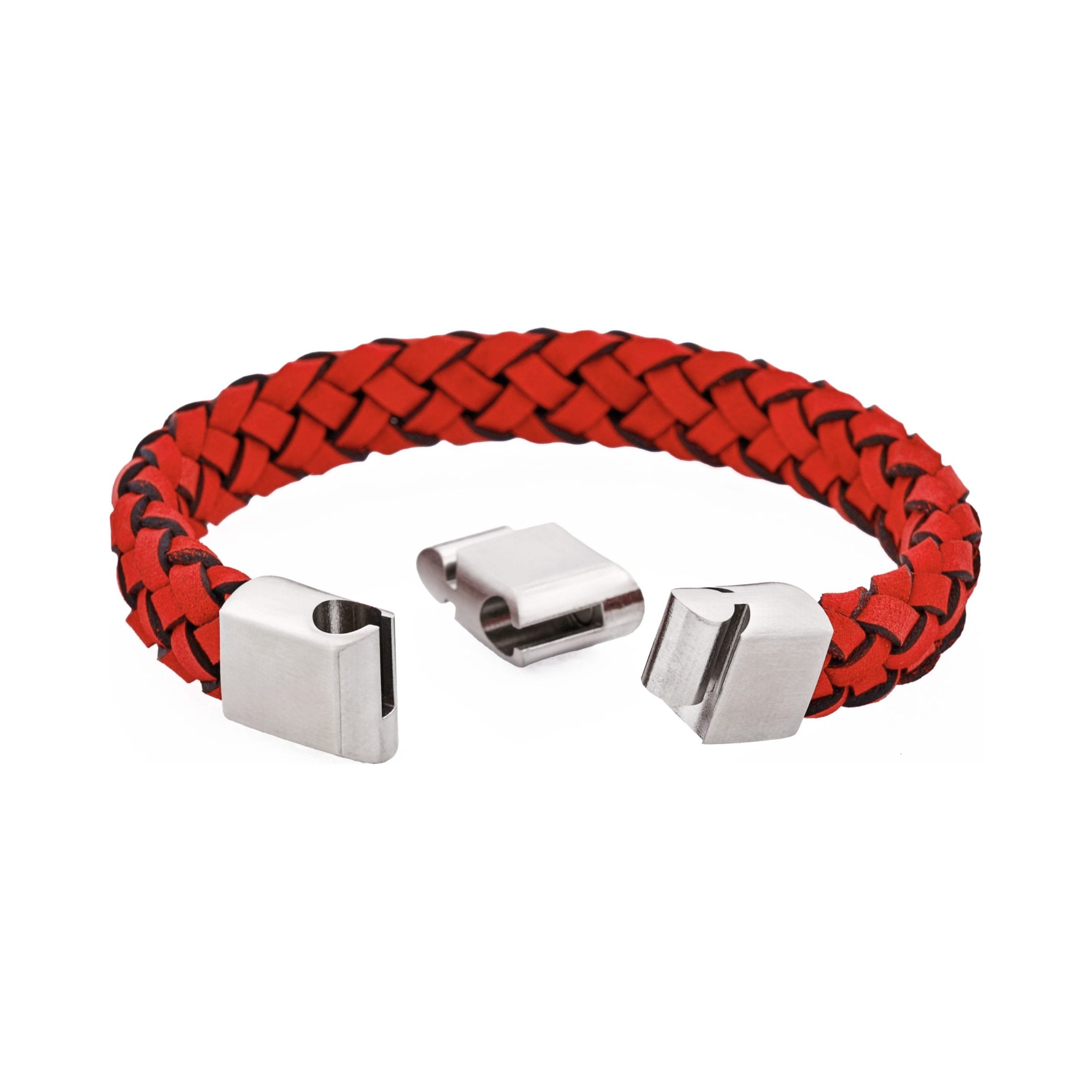 Crimson Helix Twisted Leather Bracelet