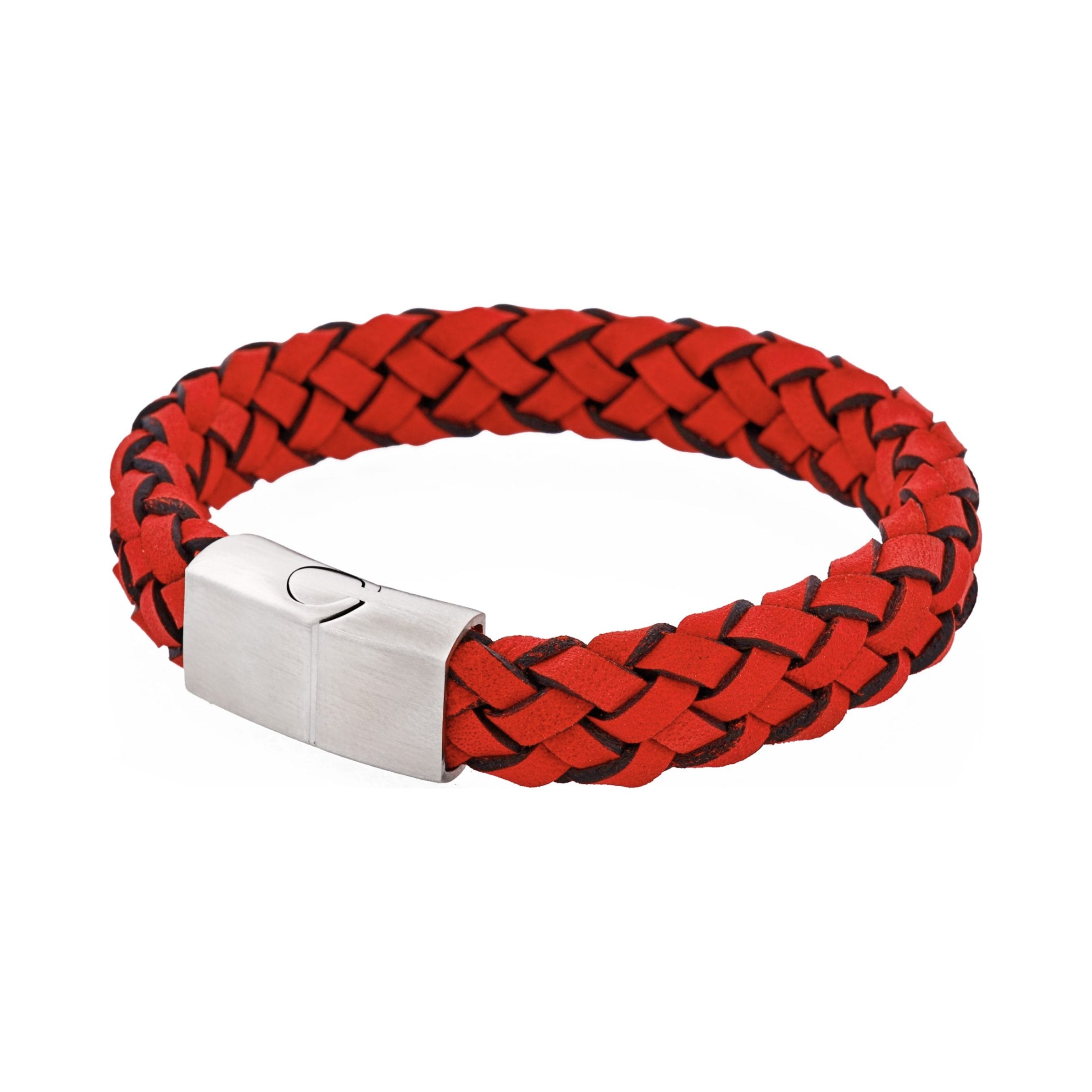 Crimson Helix Twisted Leather Bracelet