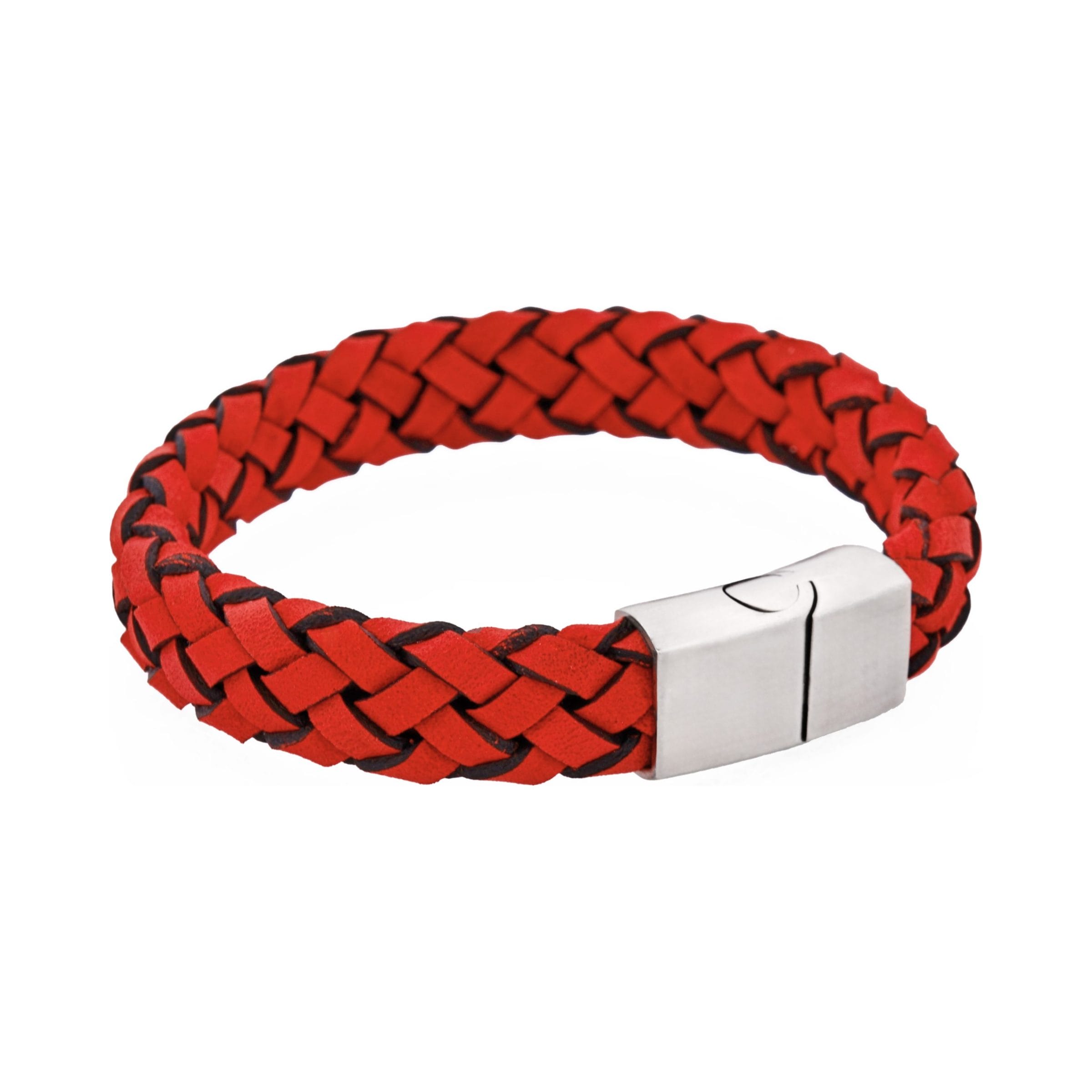 Crimson Helix Twisted Leather Bracelet