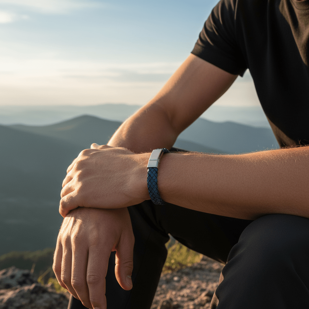 Blue Leather Bracelet
