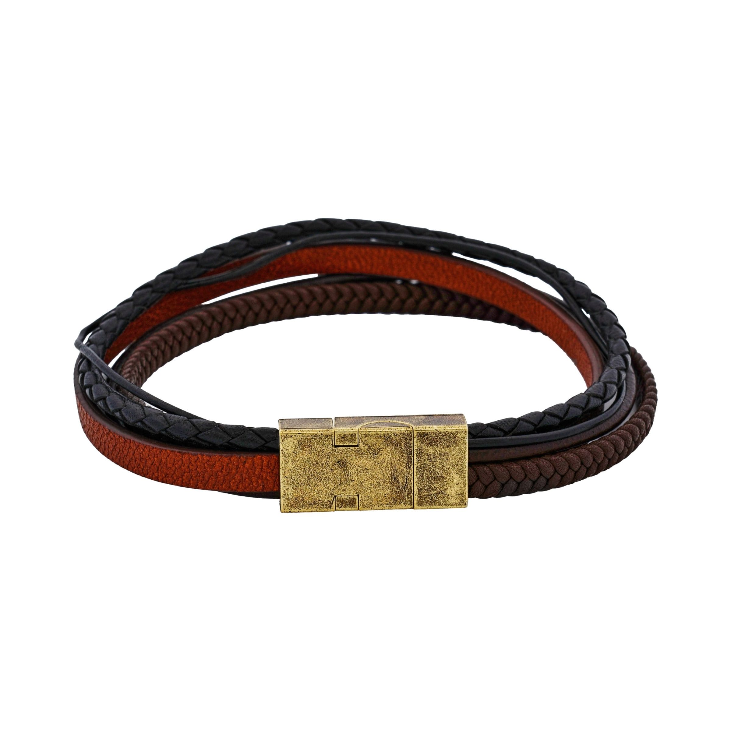 Sienna Dual Weave Brown and Black Leather Bracelet