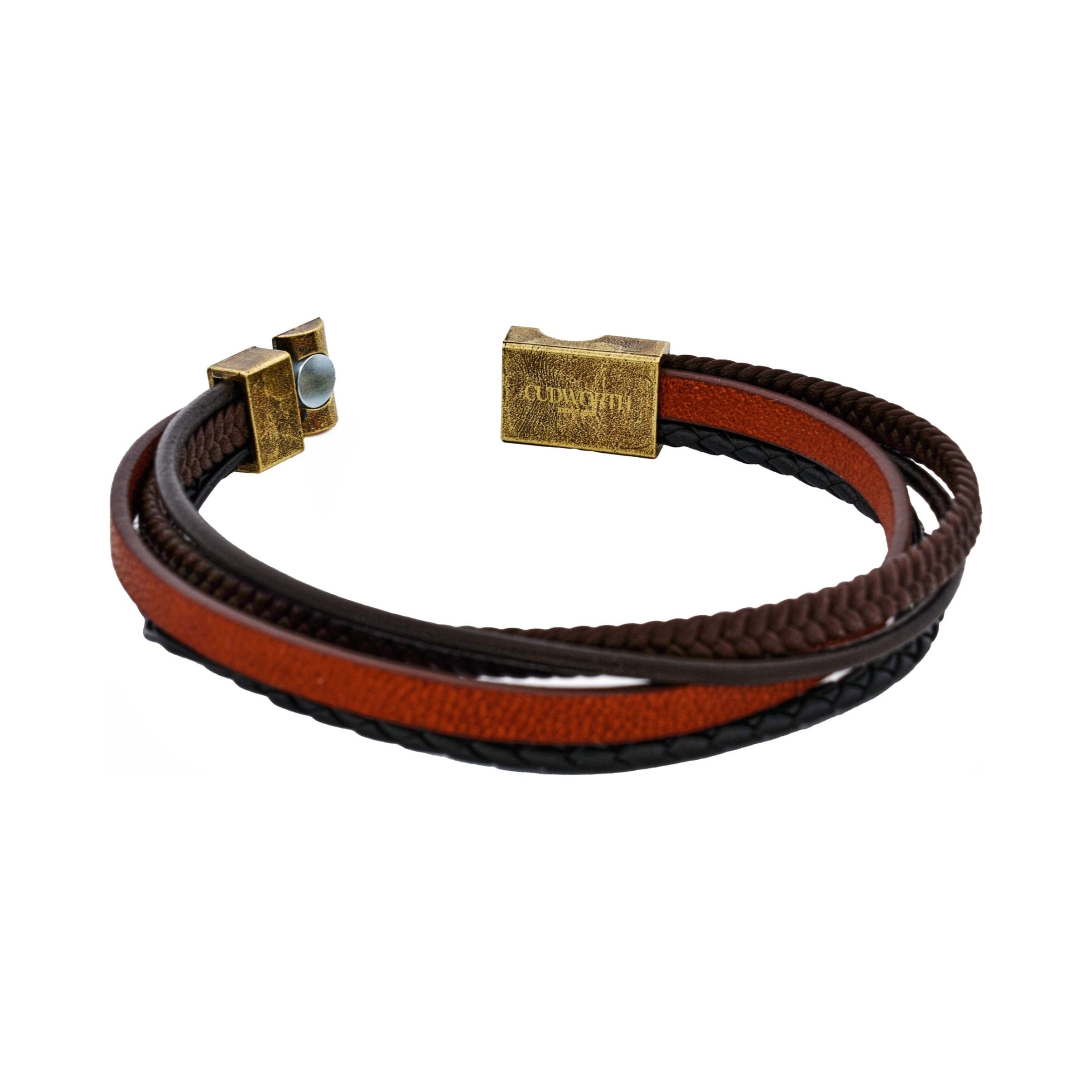 Sienna Dual Weave Brown and Black Leather Bracelet