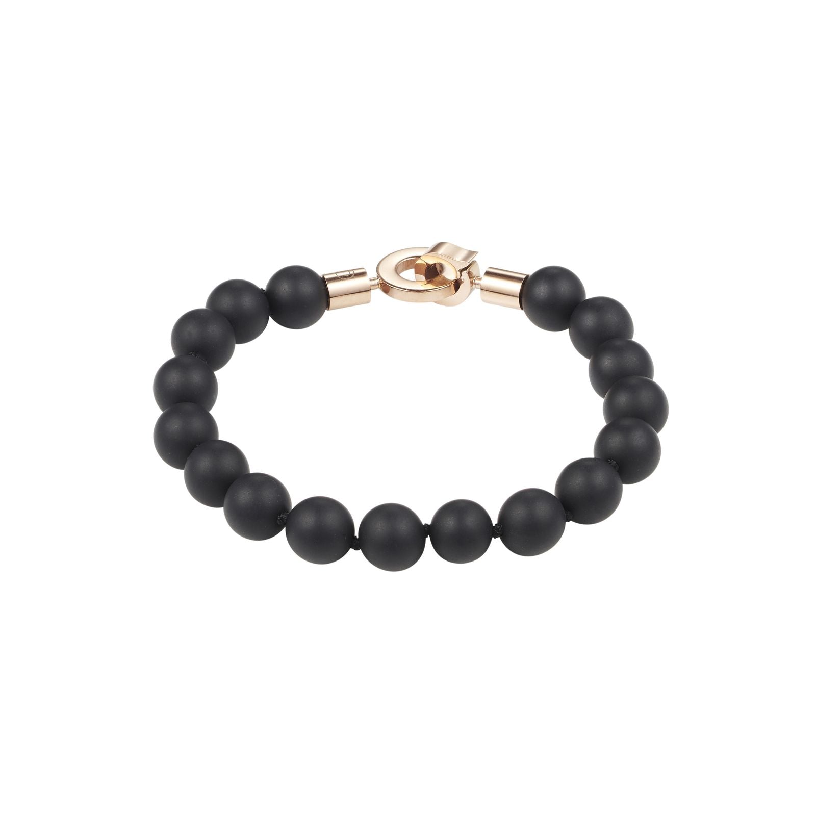 Black Agate Ion Plated Rose Gold Bracelet