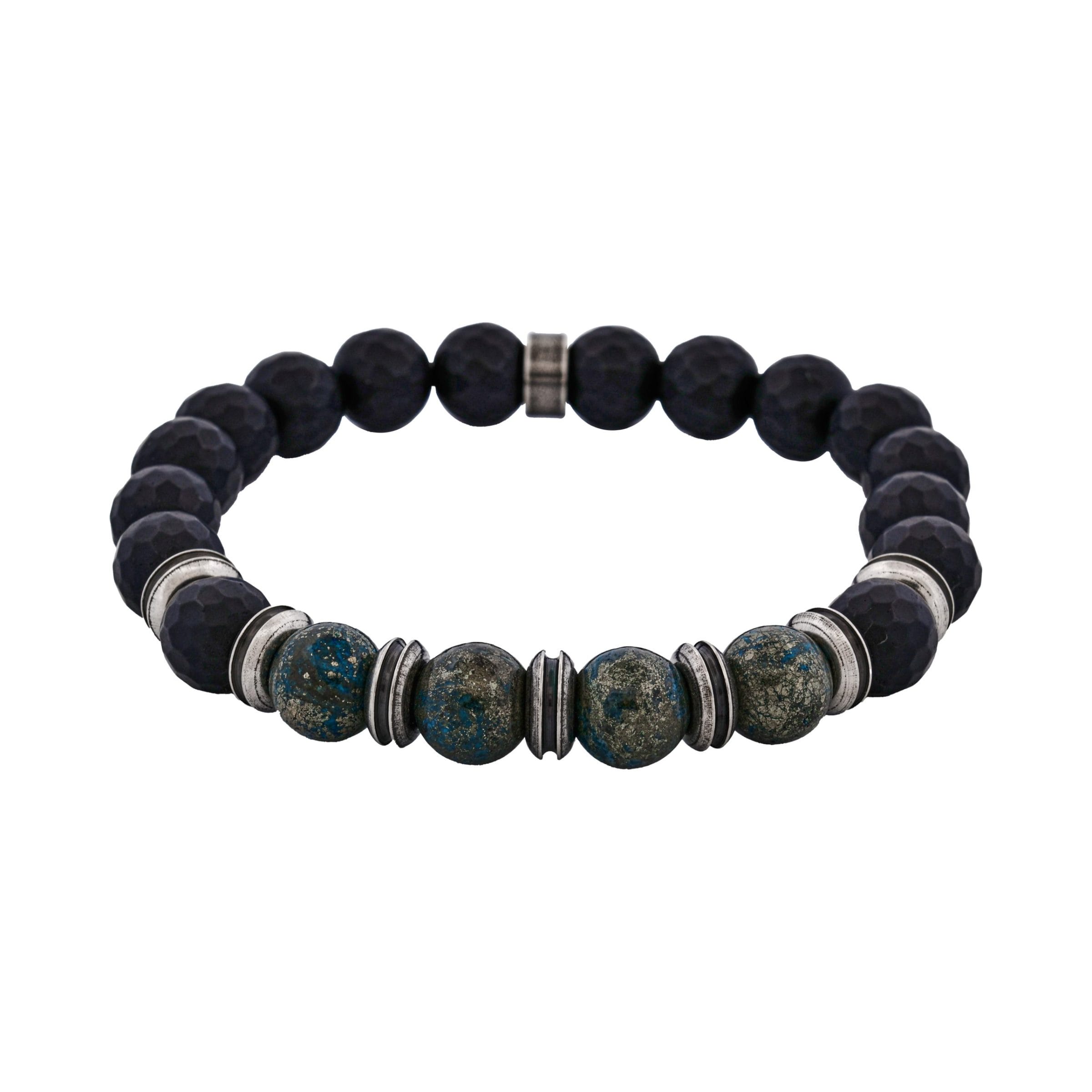 Neo Earth Black Hematite and Green Agate Beaded Bracelet