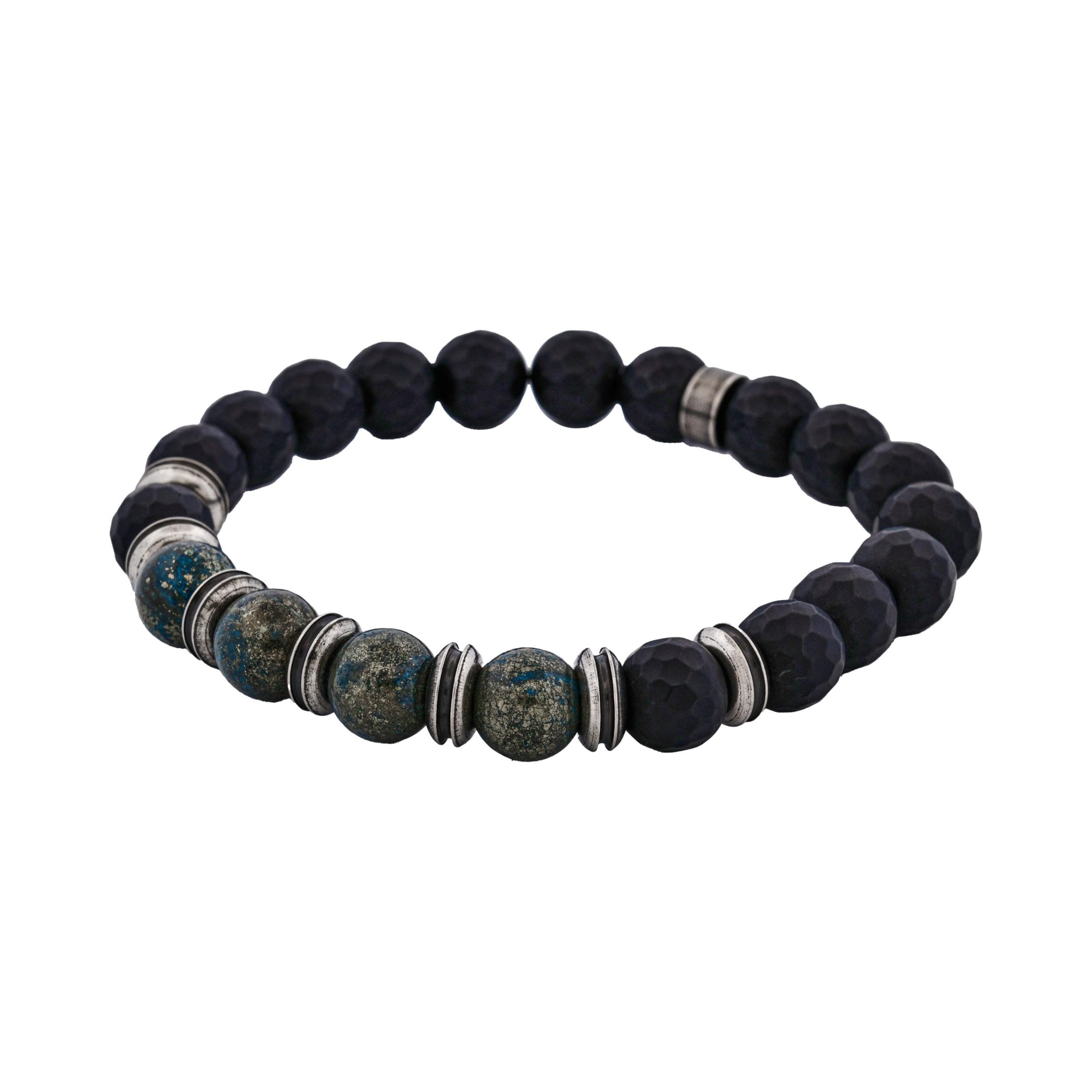 Neo Earth Black Hematite and Green Agate Beaded Bracelet