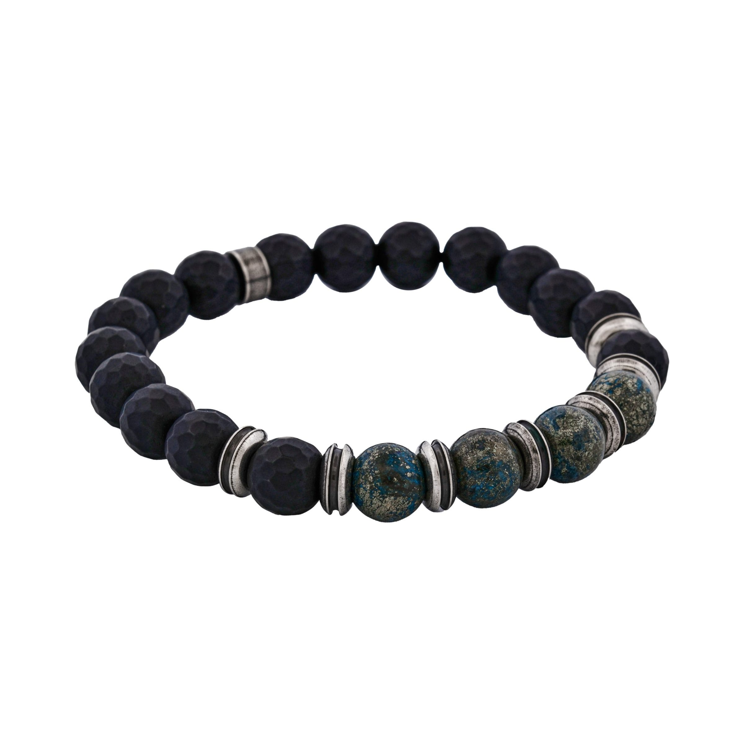 Neo Earth Black Hematite and Green Agate Beaded Bracelet
