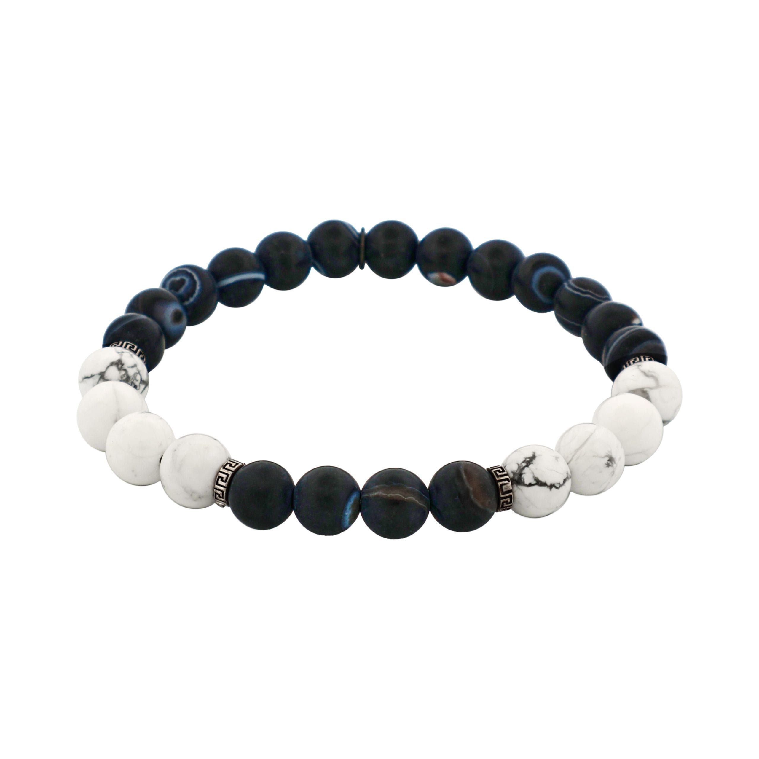White Jasper & Stone Beaded & Stainless Steel Bracelet